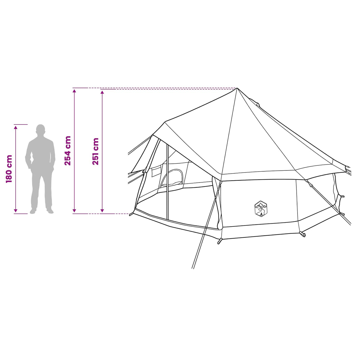 Tipi šator Smeđa siva 400 x 400 x 250 cm Poliester i čelik