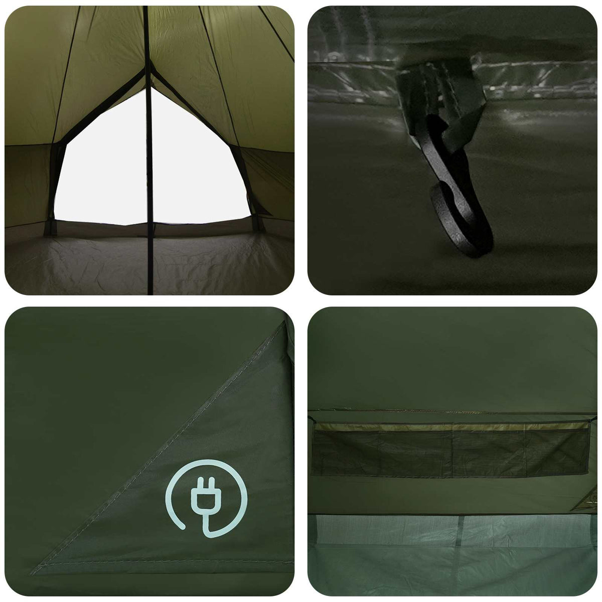 Tipi šator s krovom Maslinastozelena 500 x 500 x 300 cm