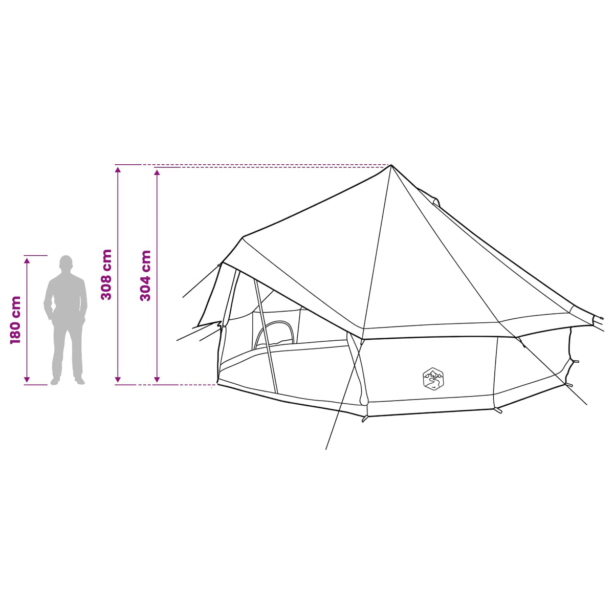 Tipi šator s krovom Maslinastozelena 500 x 500 x 300 cm
