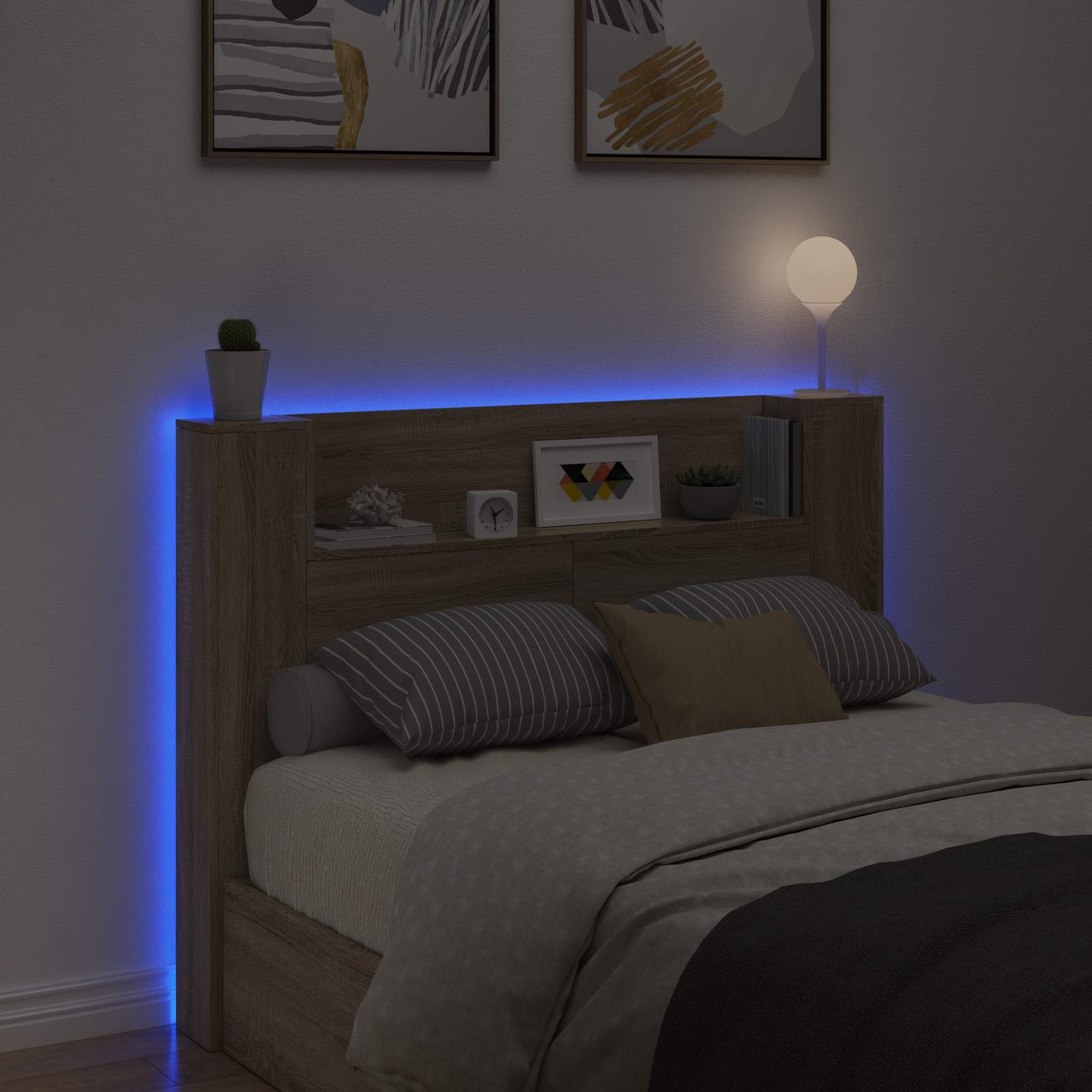 Krevetna ploča s LED-om s policom Sonoma 140 x 16,5 x 103,5 cm