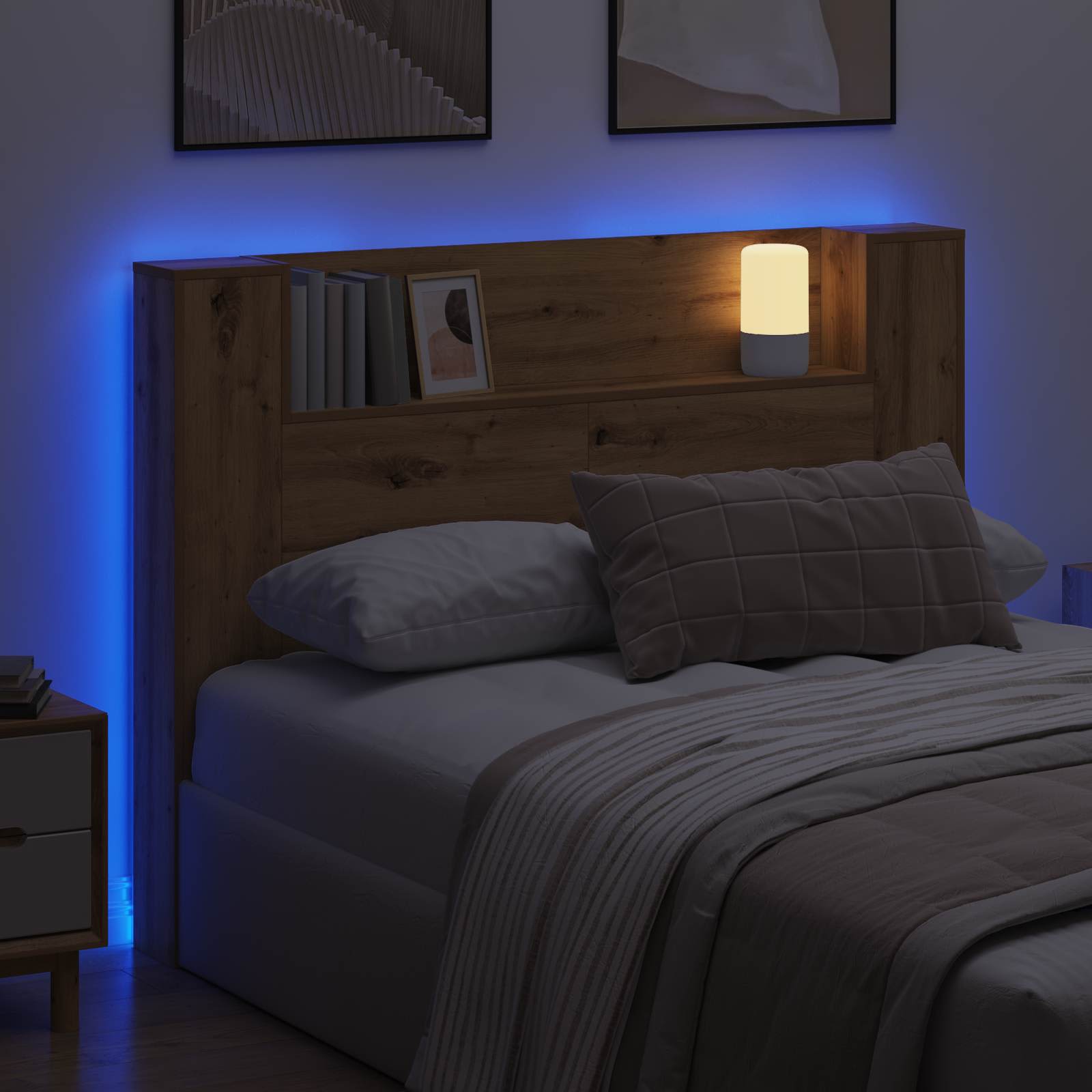 Krevetna ploča s LED-om Zanatski Hrast 140 x 16,5 x 103,5 cm