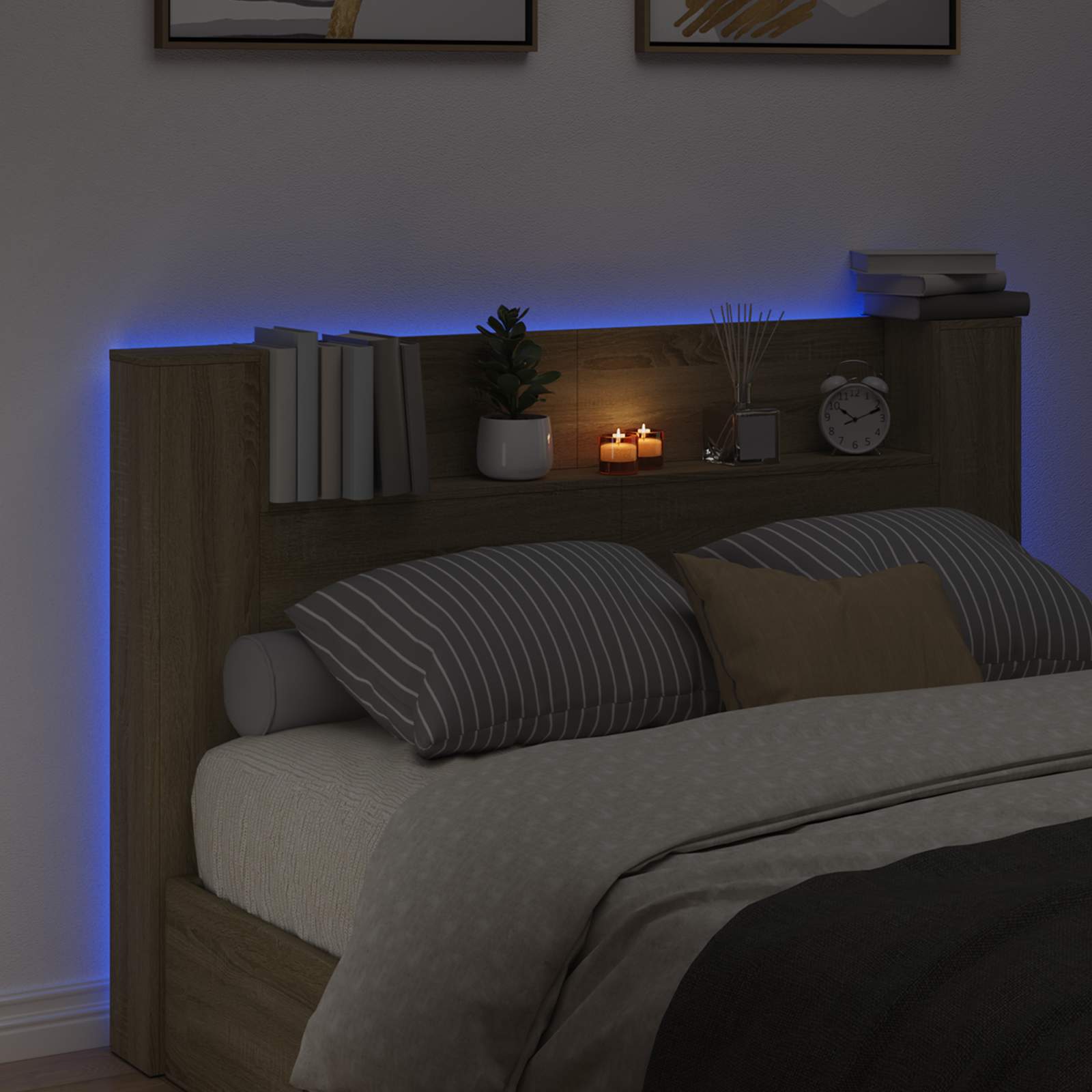 Krevetna ploča s LED-om s policom Sonoma 160 x 16,5 x 103,5 cm