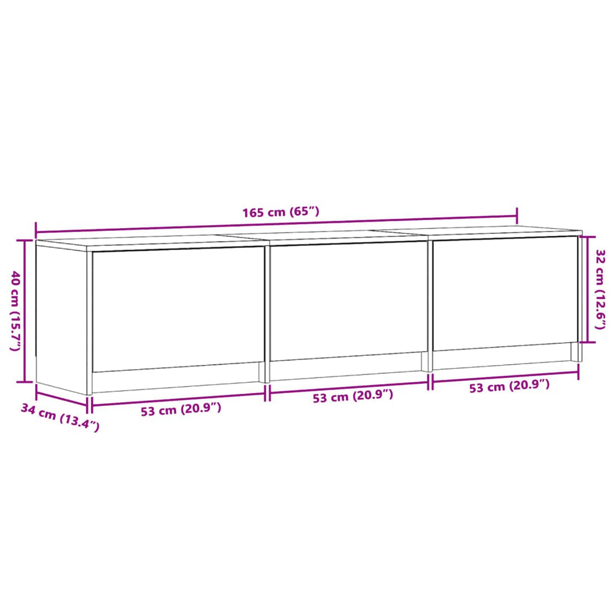 TV ormar s ladicama Bijelo 165 x 34 x 40 cm Konstruirano drvo