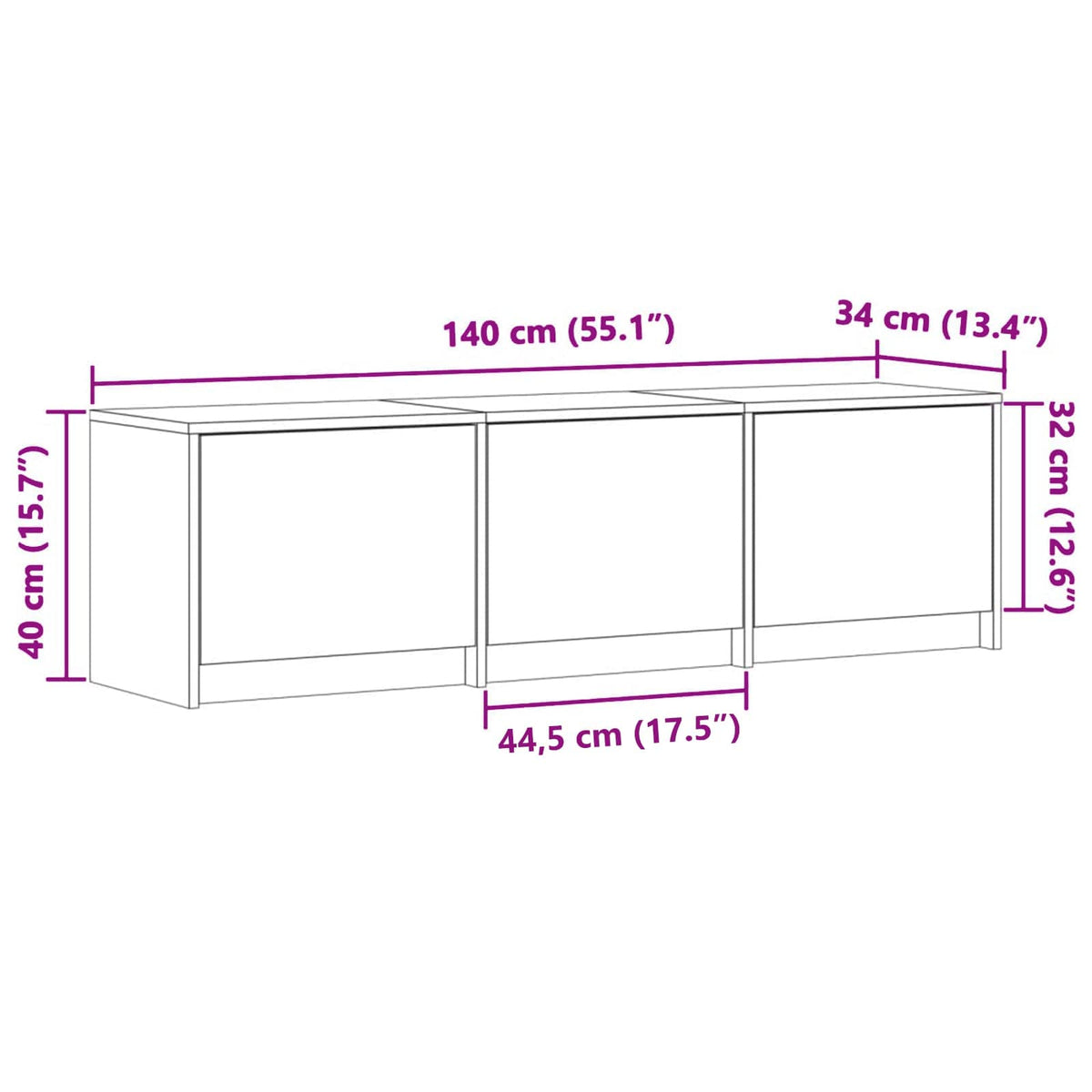 TV ormar s ladicama Bijelo 140 x 34 x 40 cm Konstruirano drvo