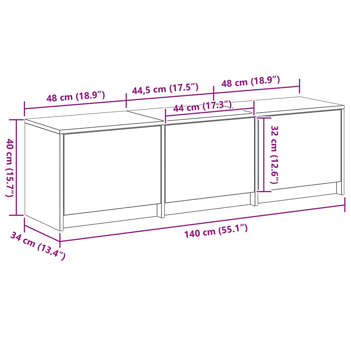 TV ormar 140 x 34 x 40 cm Staro drvo Konstruirano drvo