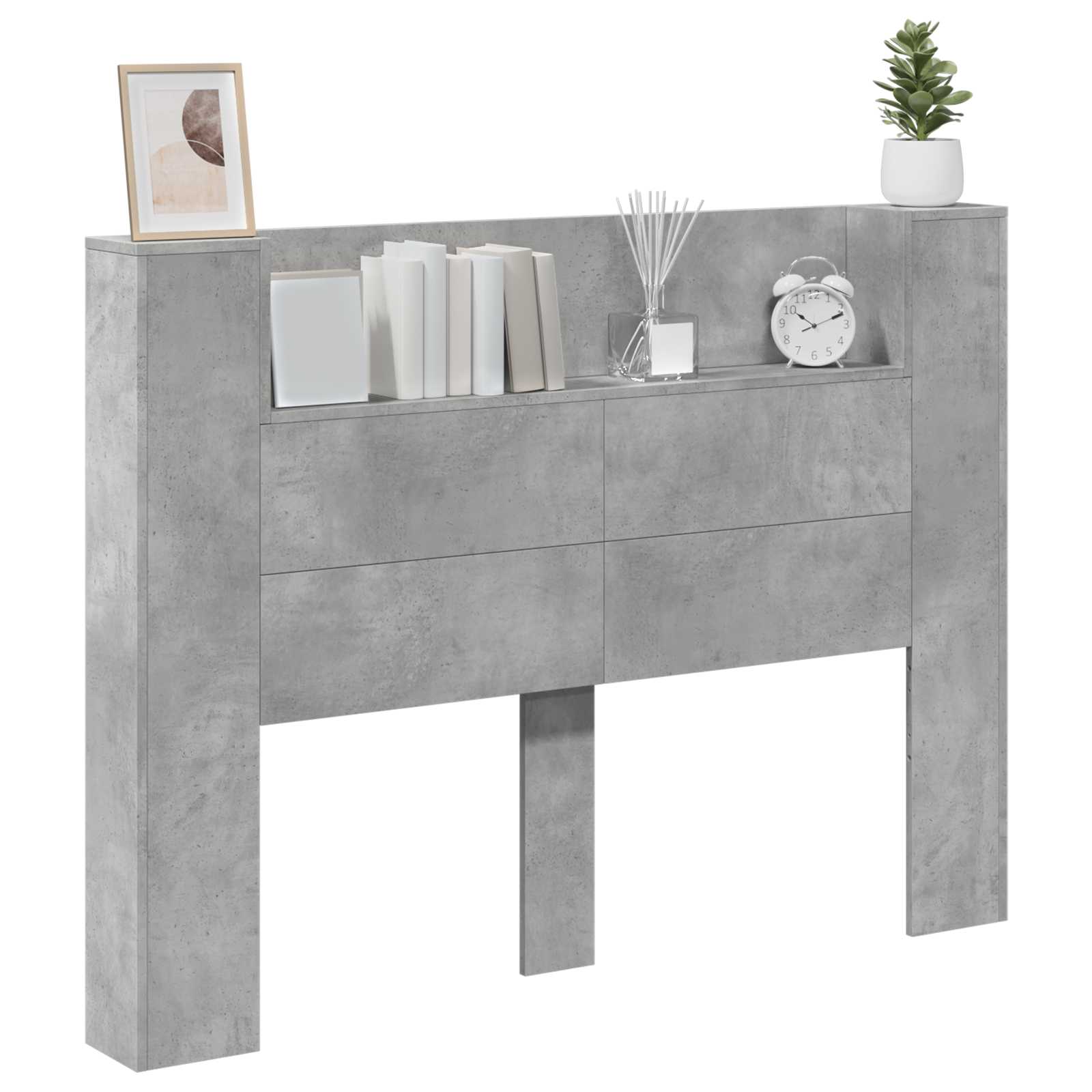 Krevetna ploča s LED-om s policom Beton 140 x 16,5 x 103,5 cm