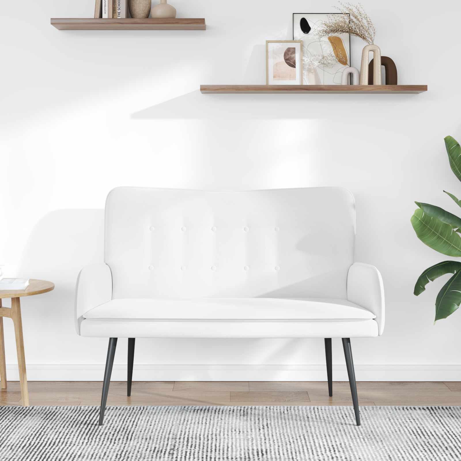 Sofa za dvije osobe Bijeli 115 x 61 x 87 cm tkanina