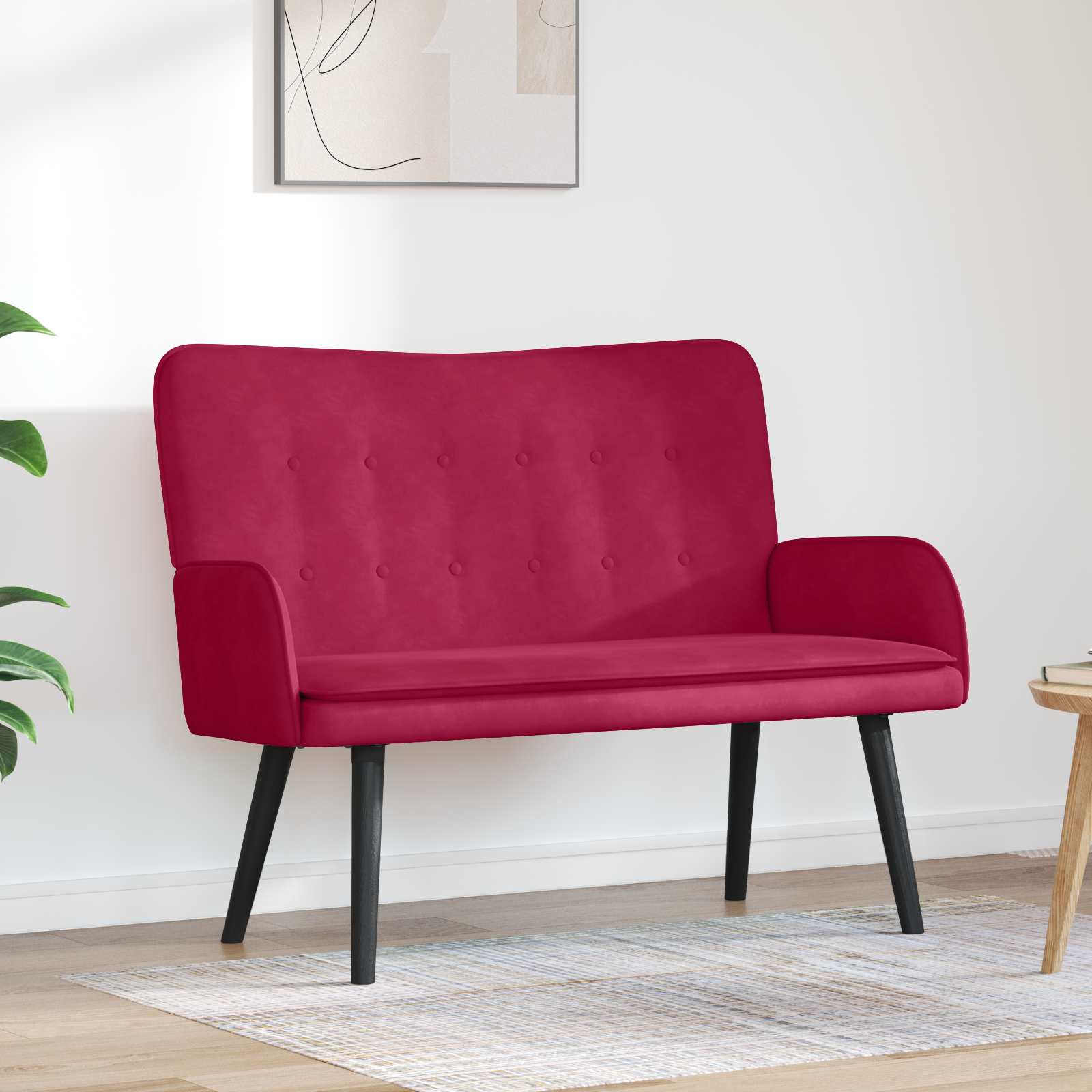 Kauč za dvoje boja crnog vina 115 x 61 x 87 cm Baršun