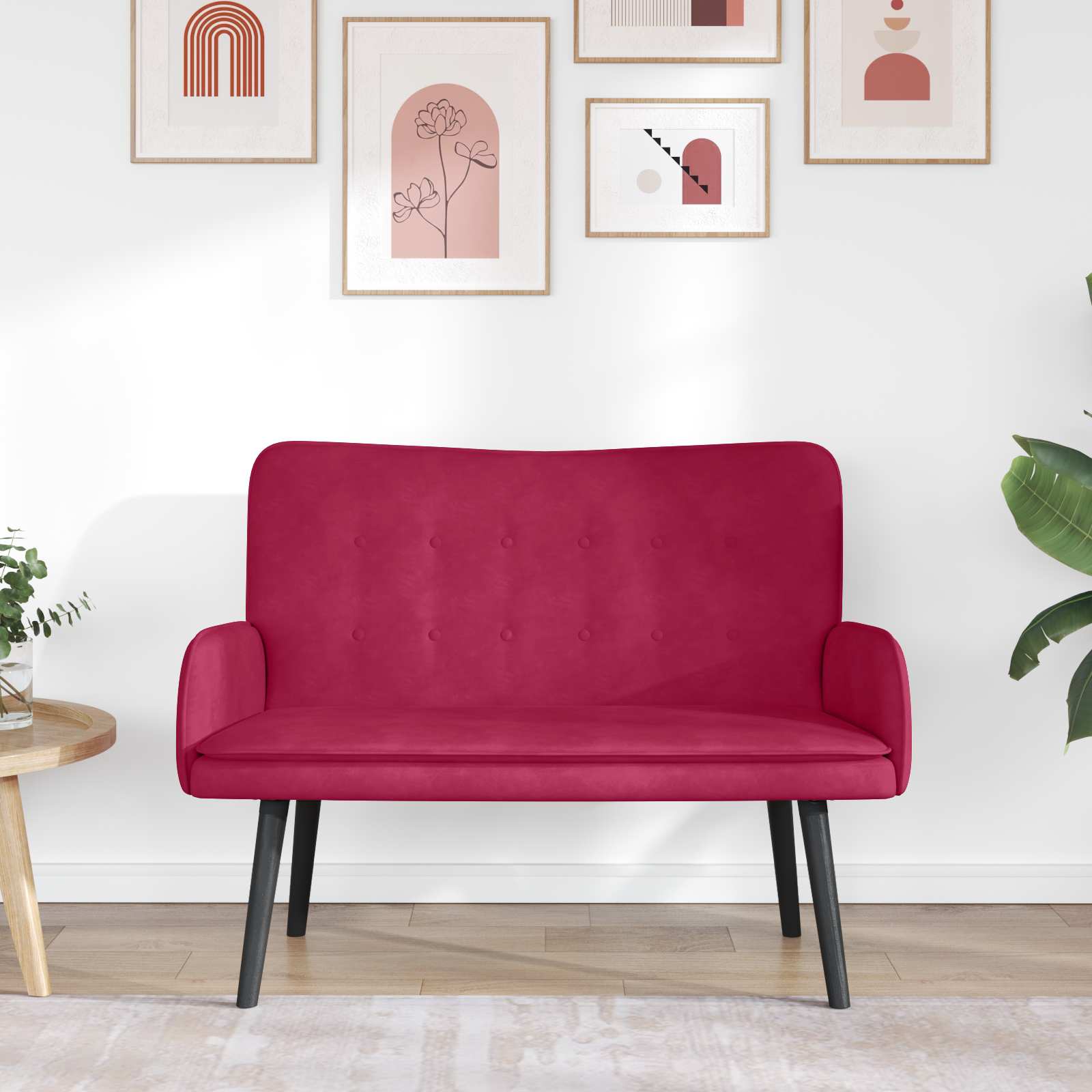 Kauč za dvoje boja crnog vina 115 x 61 x 87 cm Baršun