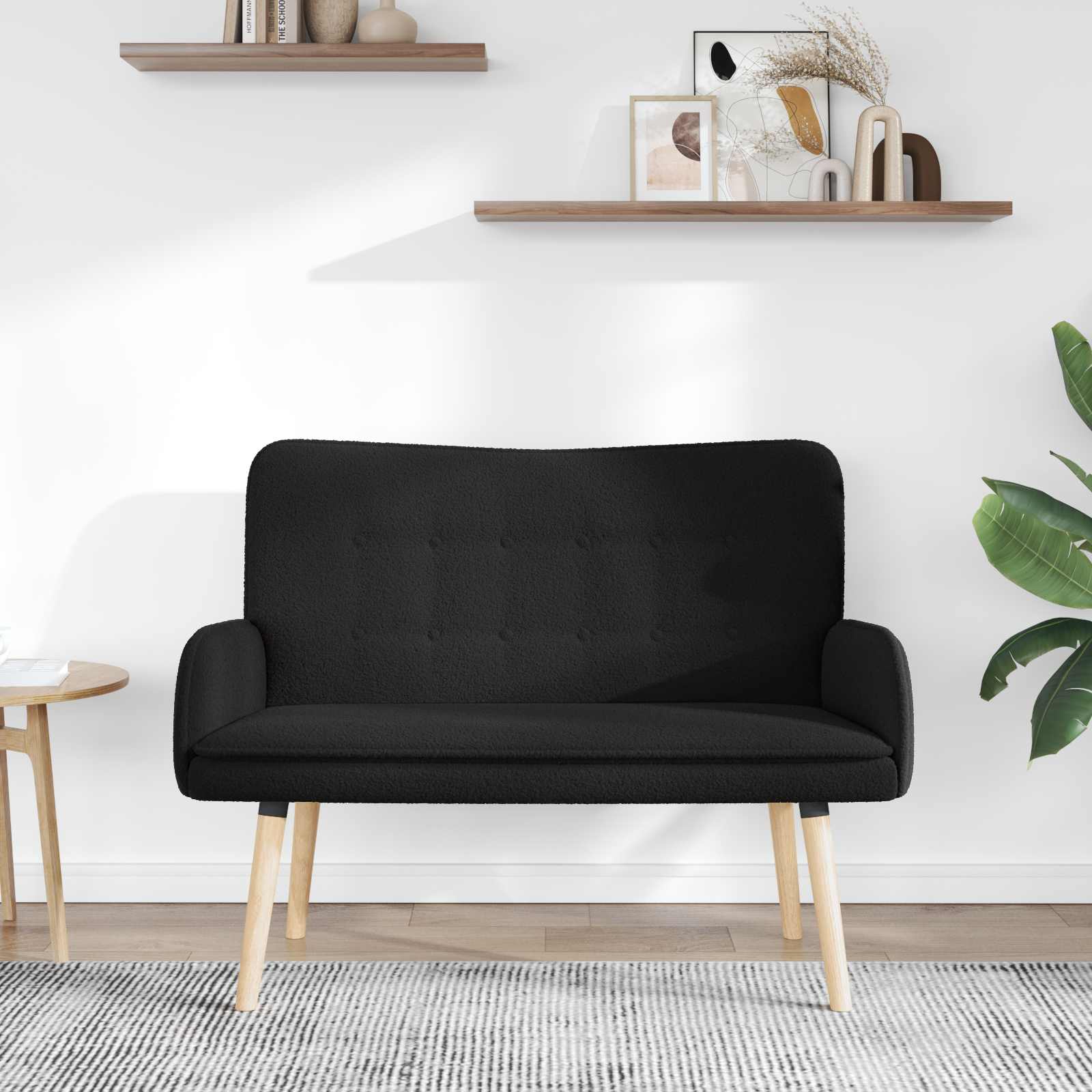 Sofa za dvije osobe Crna 115 x 61 x 87 cm Bouclé