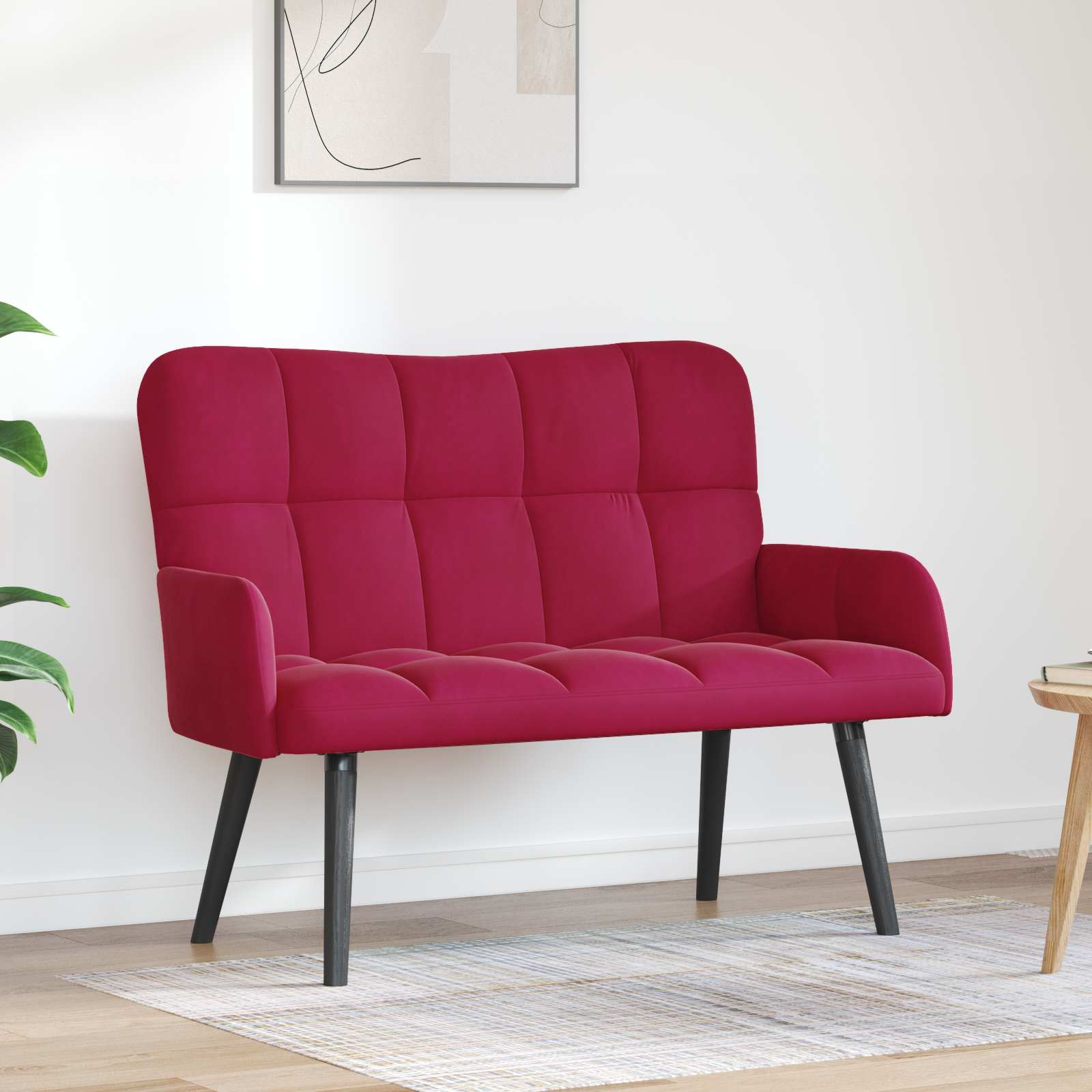 Kauč za dvoje boja crnog vina 115 x 61 x 87 cm Baršun