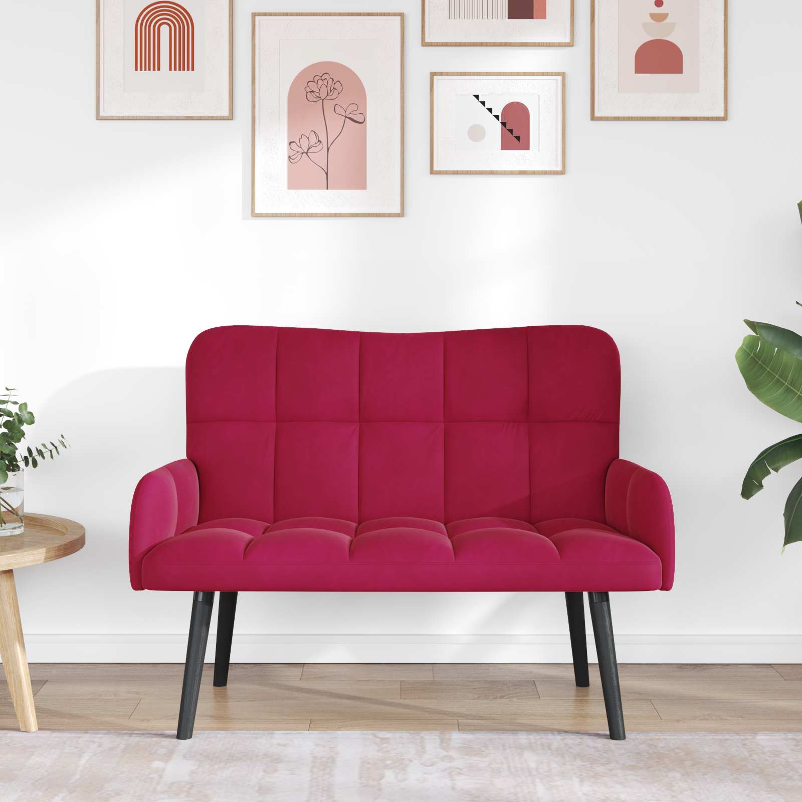 Kauč za dvoje boja crnog vina 115 x 61 x 87 cm Baršun