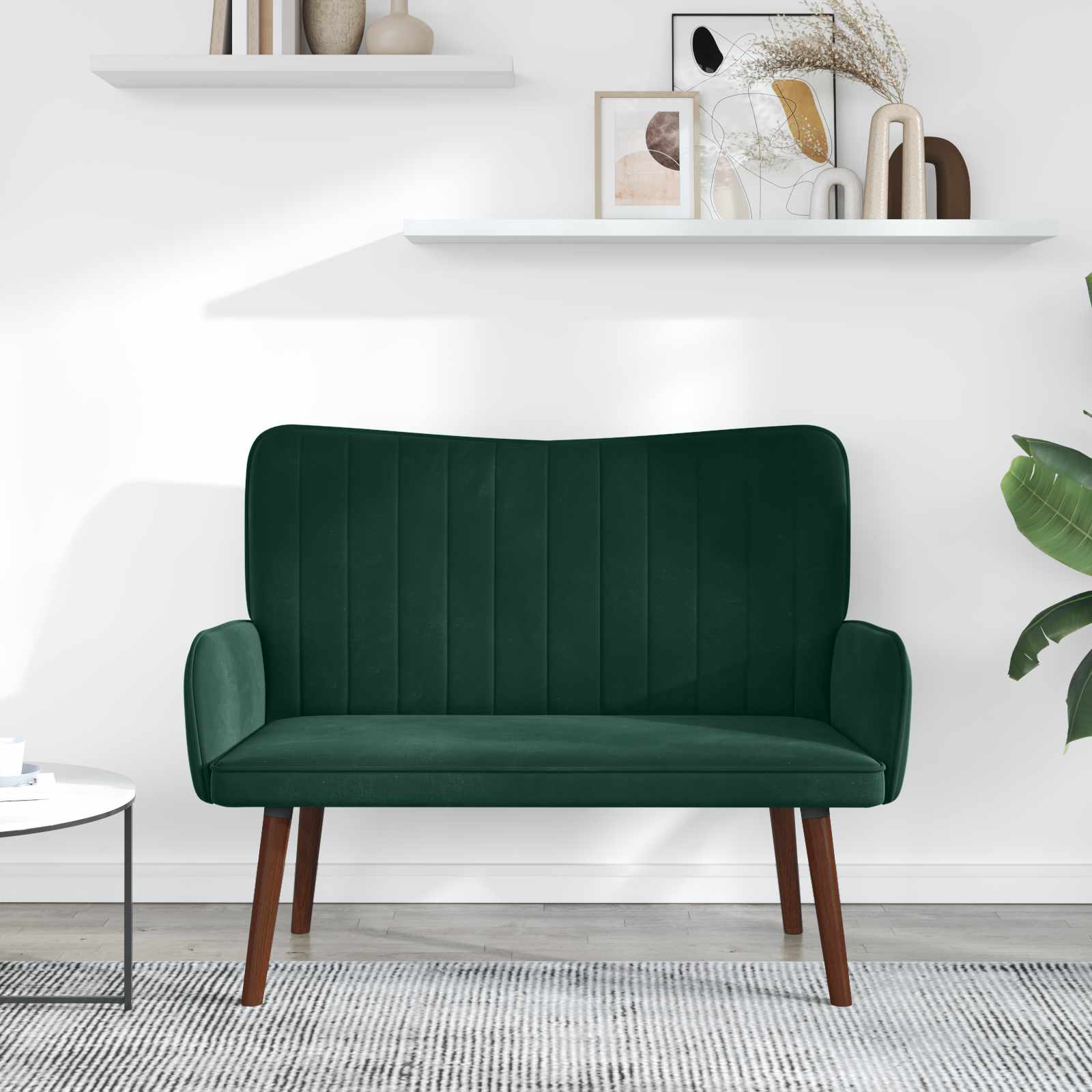 Sofa za dvije osobe Tamnozelena 115 x 61 x 87 cm Baršun