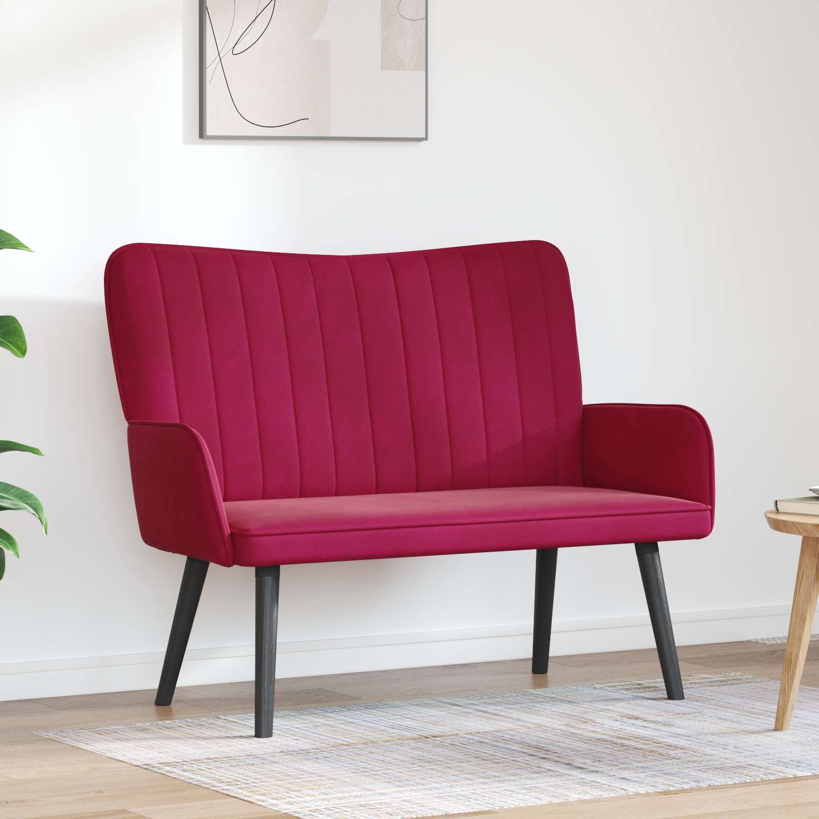 Kauč za dvoje boja crnog vina 115 x 61 x 87 cm Baršun