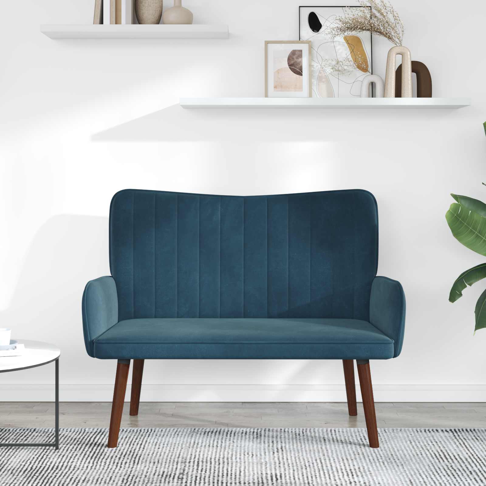 Sofa za dvije osobe Plava 115 x 61 x 87 cm Baršun
