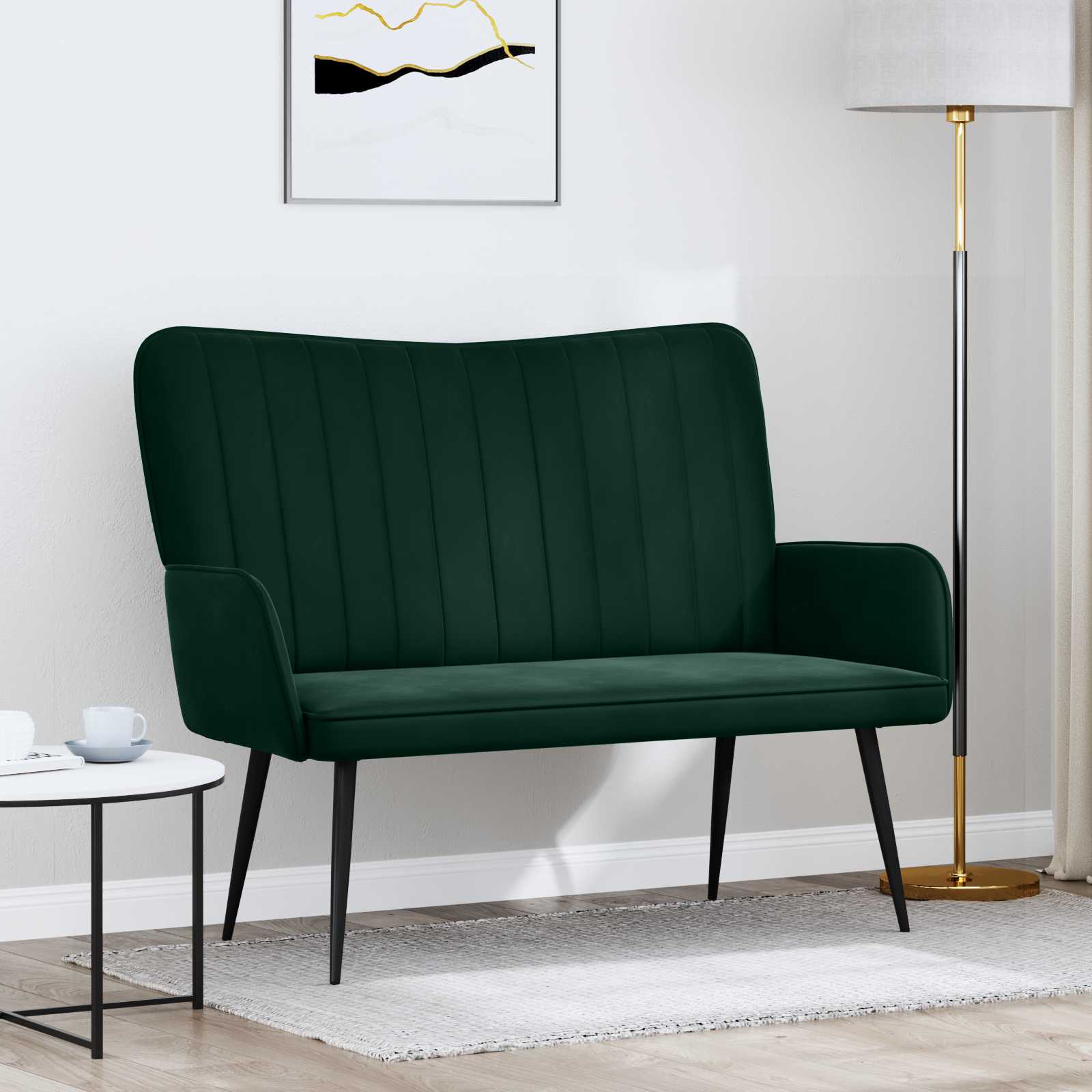 Sofa za dvije osobe Tamnozelena 115 x 61 x 87 cm Baršun