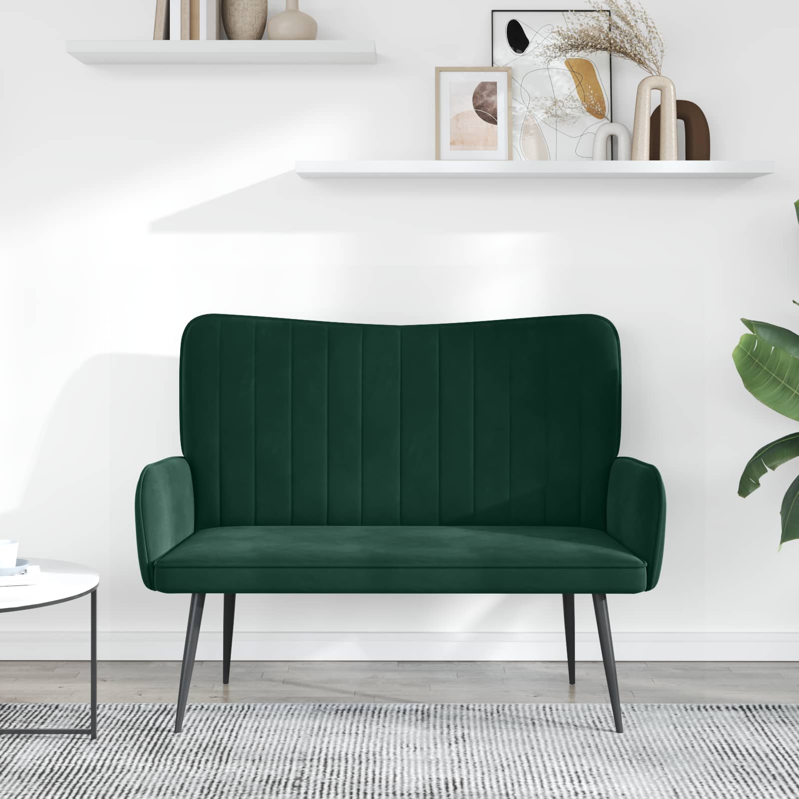 Sofa za dvije osobe Tamnozelena 115 x 61 x 87 cm Baršun