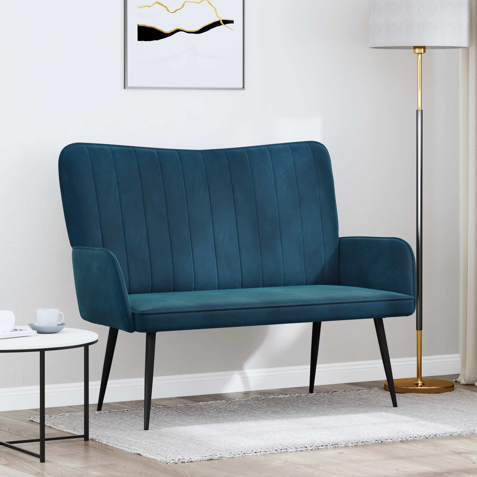 Sofa za dvije osobe Plava 115 x 61 x 87 cm Baršun