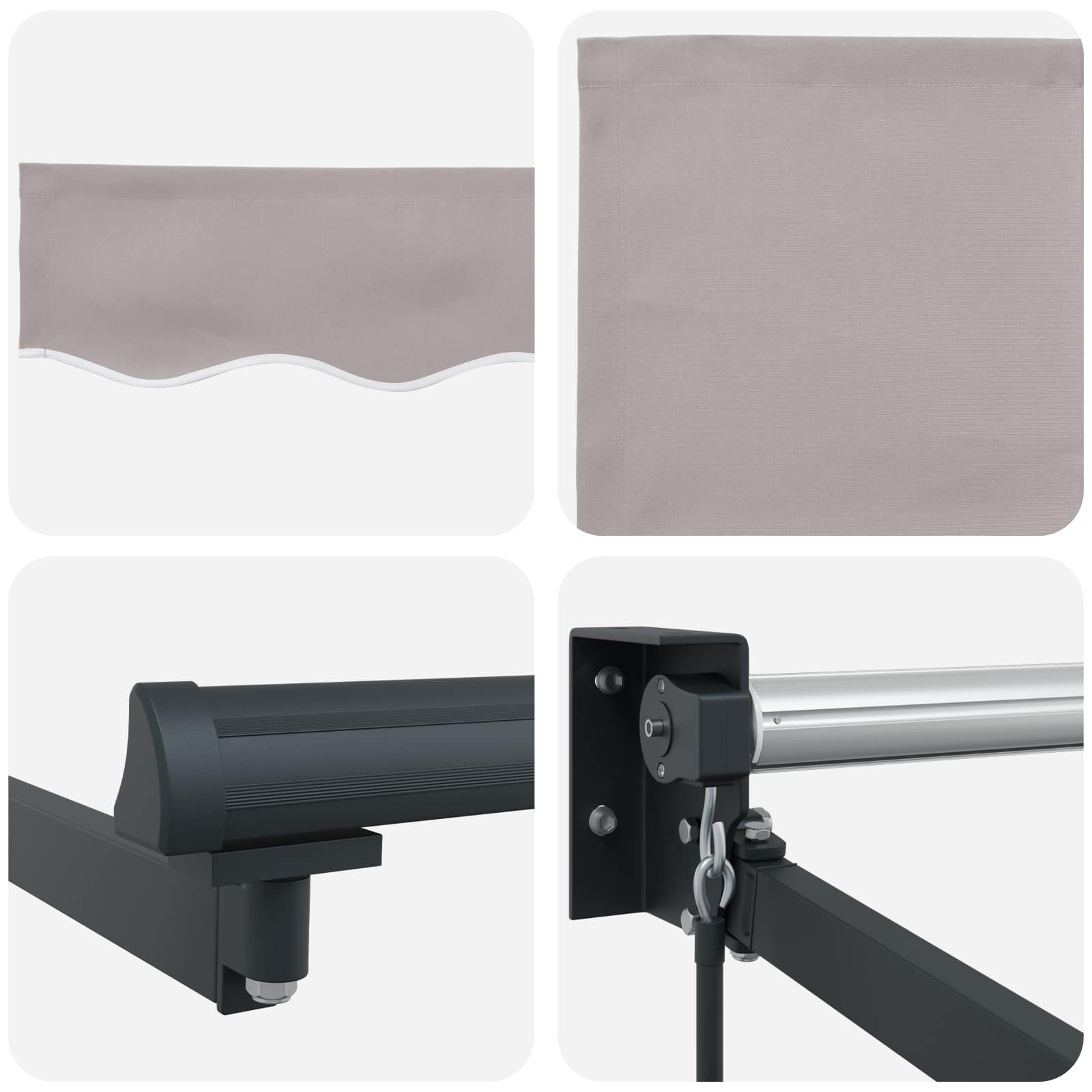 Povlačivi tende Svjetlosiva 4 x 2 m 100% Poliester i Aluminij