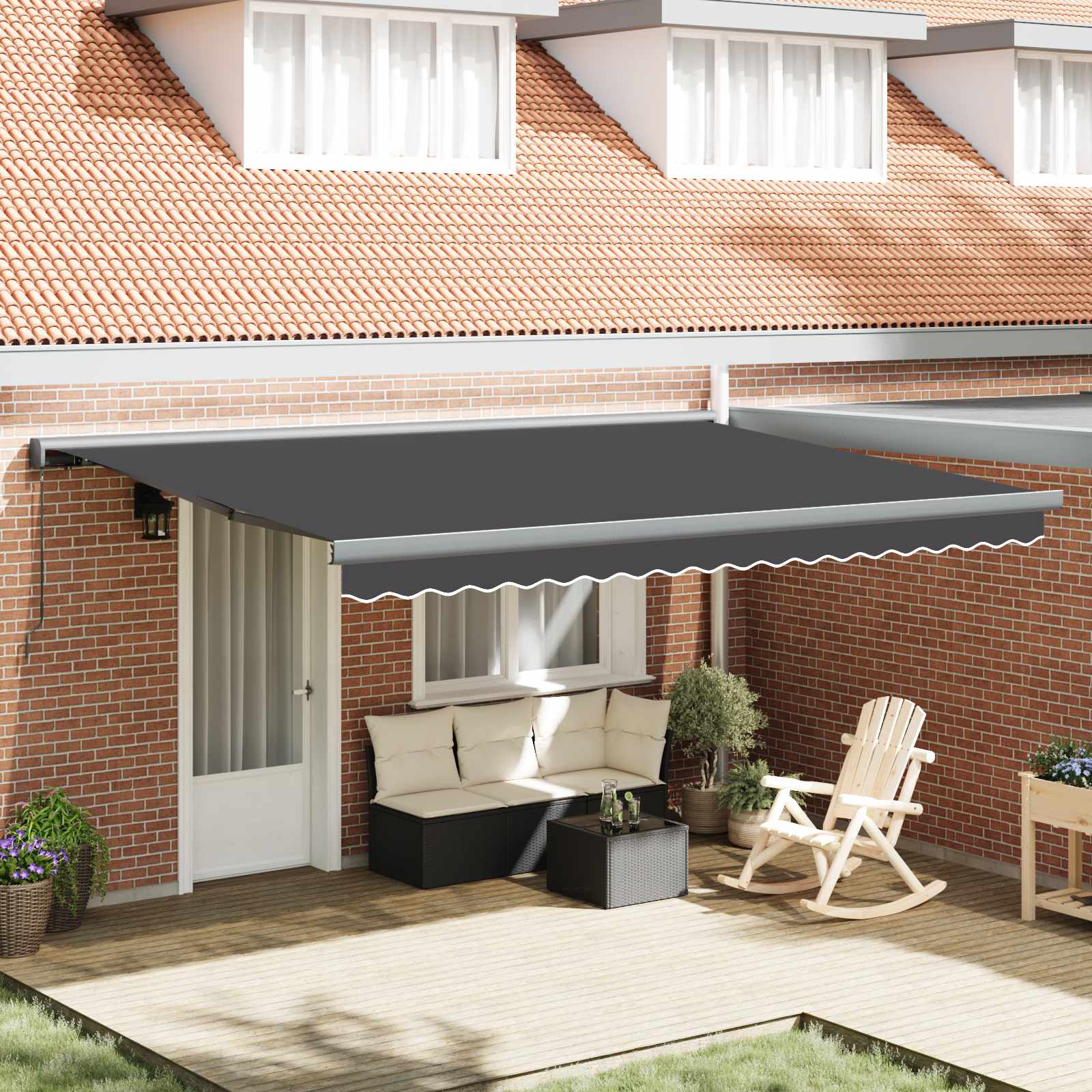 Skrovita tenda Antracit i siva 400 × 300 cm Platno i Aluminij