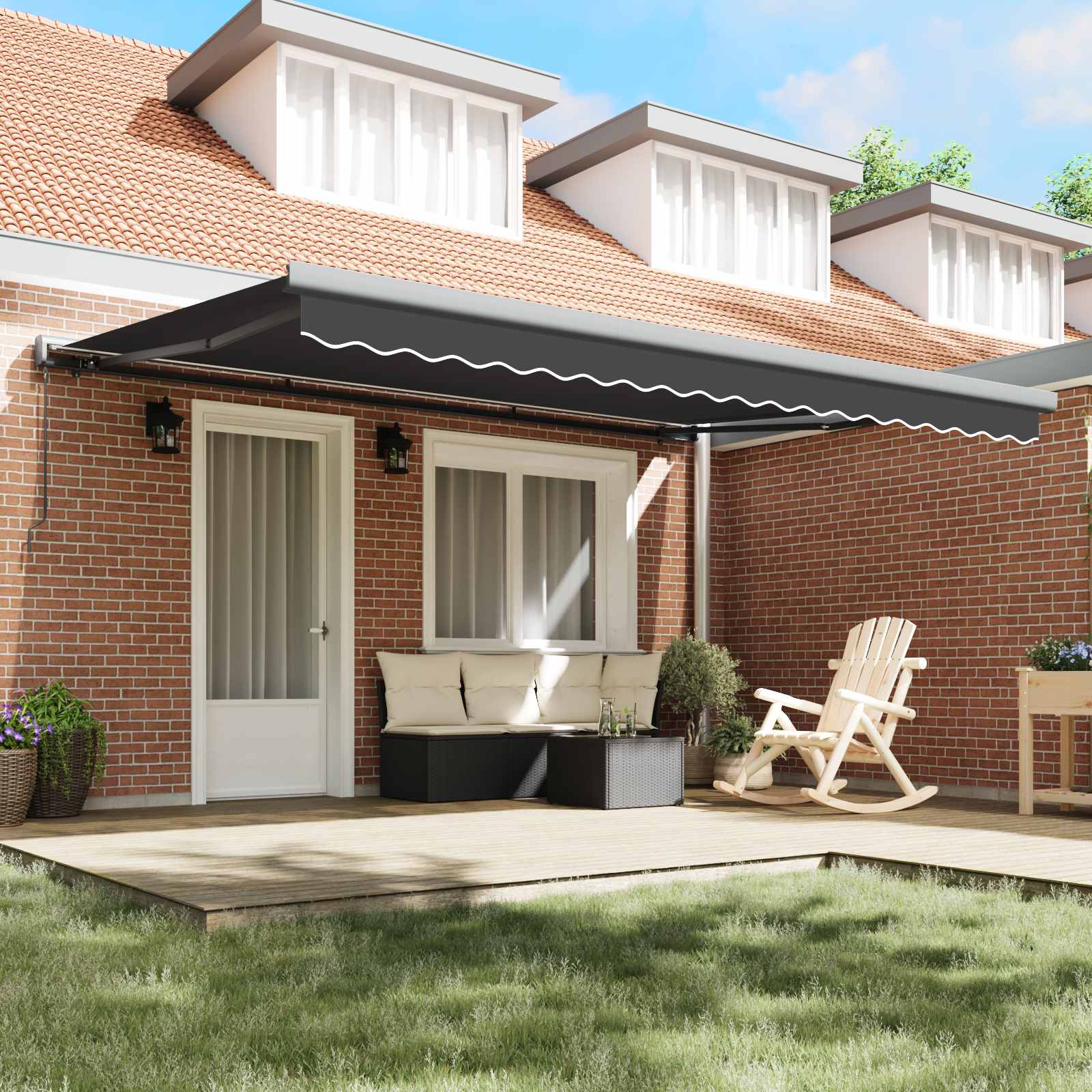 Skrovita tenda Antracit i siva 400 × 300 cm Platno i Aluminij