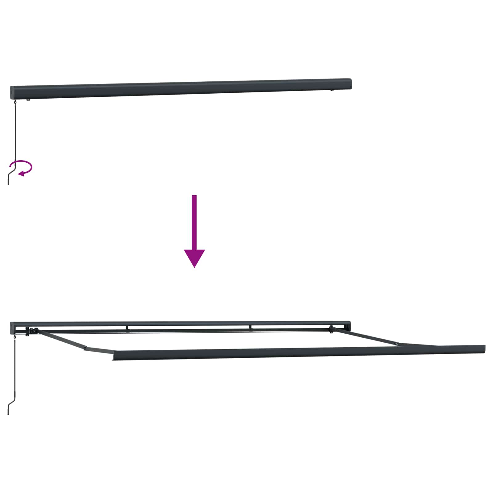 Skrovita tenda Narančasta i Crna 400 × 300 cm Platno i Aluminij