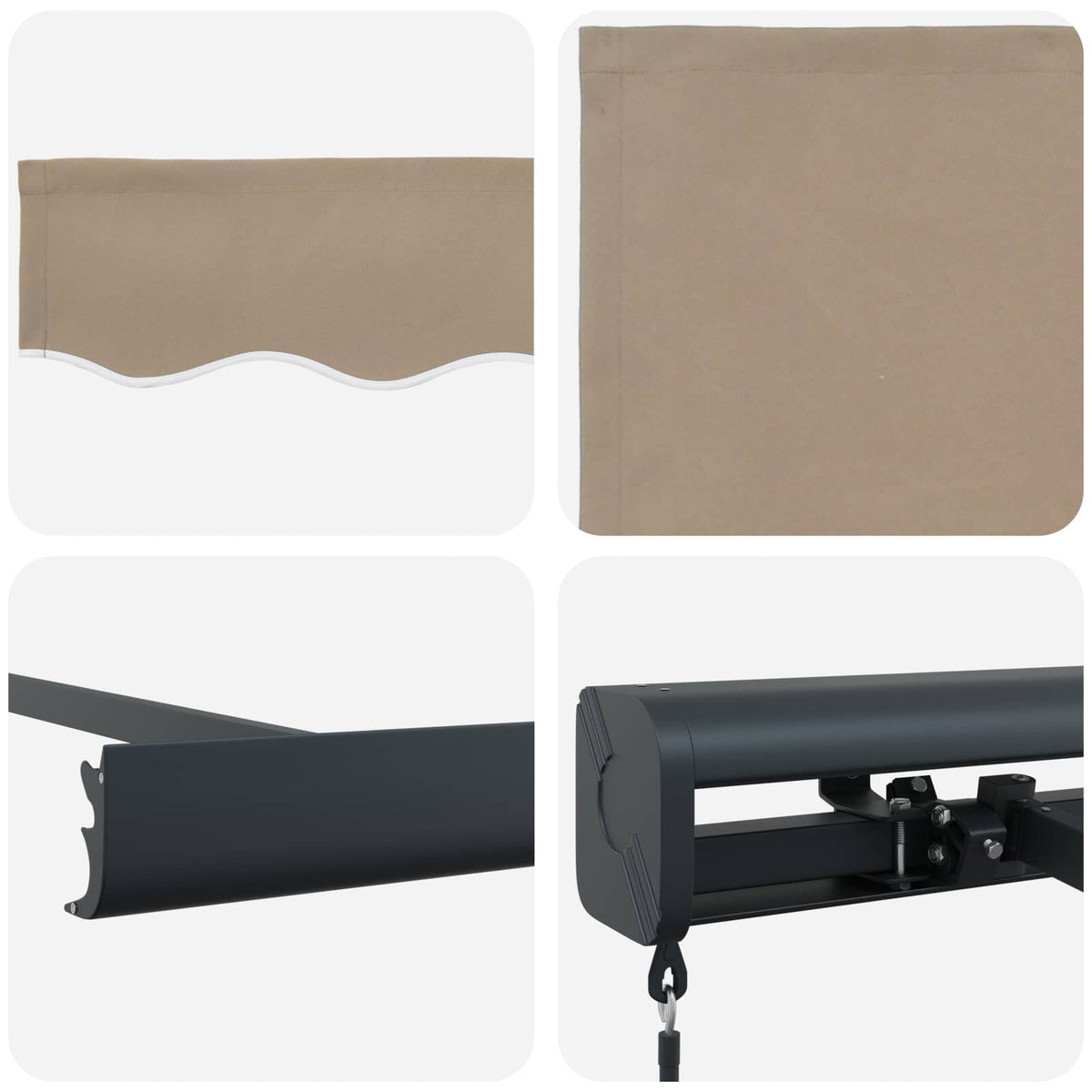 Skrovita tenda Bež 4 × 3 m Platno i Aluminij