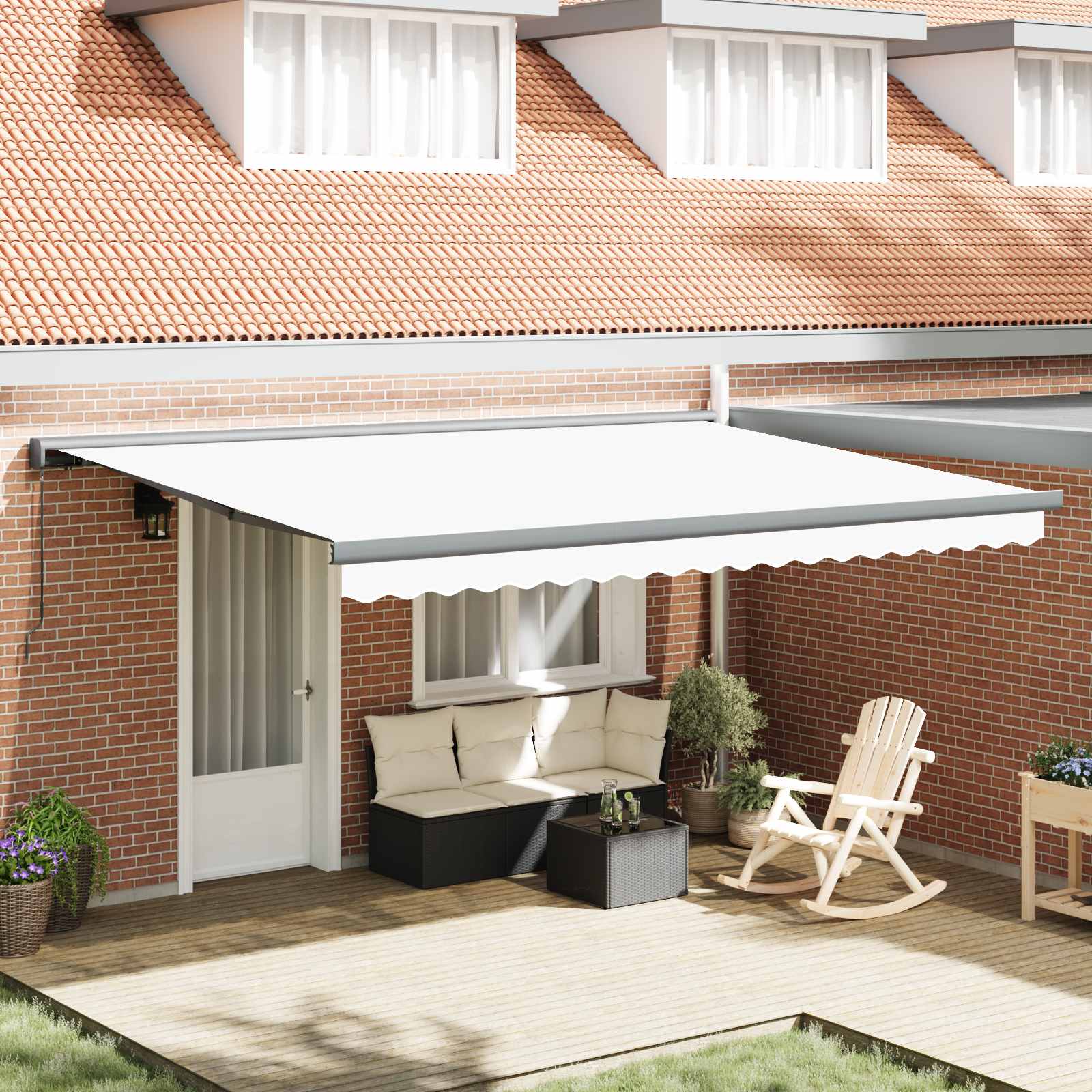 Skrovita tenda Bijelo 4 × 3 m Platno i Aluminij