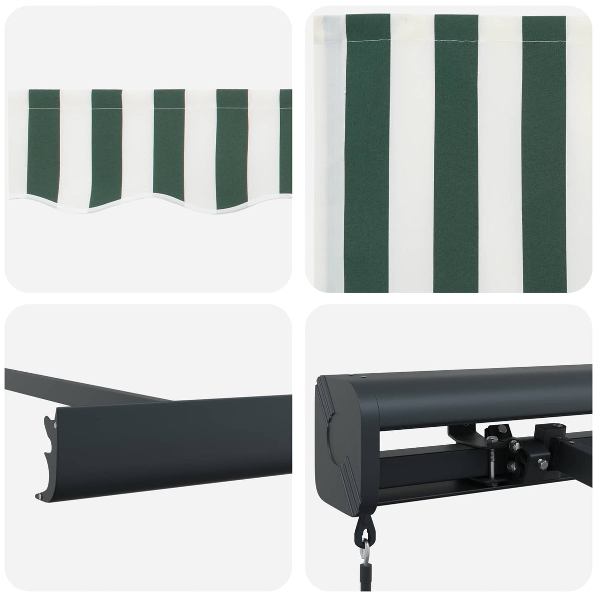 Skrovita tenda Zelena i bijela 4 × 3 m Platno i Aluminij