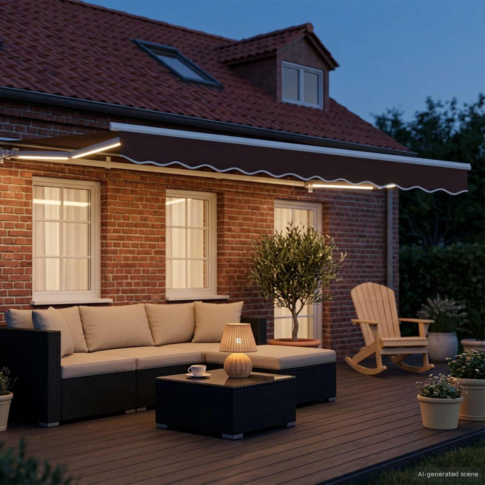 Ručni okvir tende s LED-ima Smeđa i bijela 2,5 x 2 m