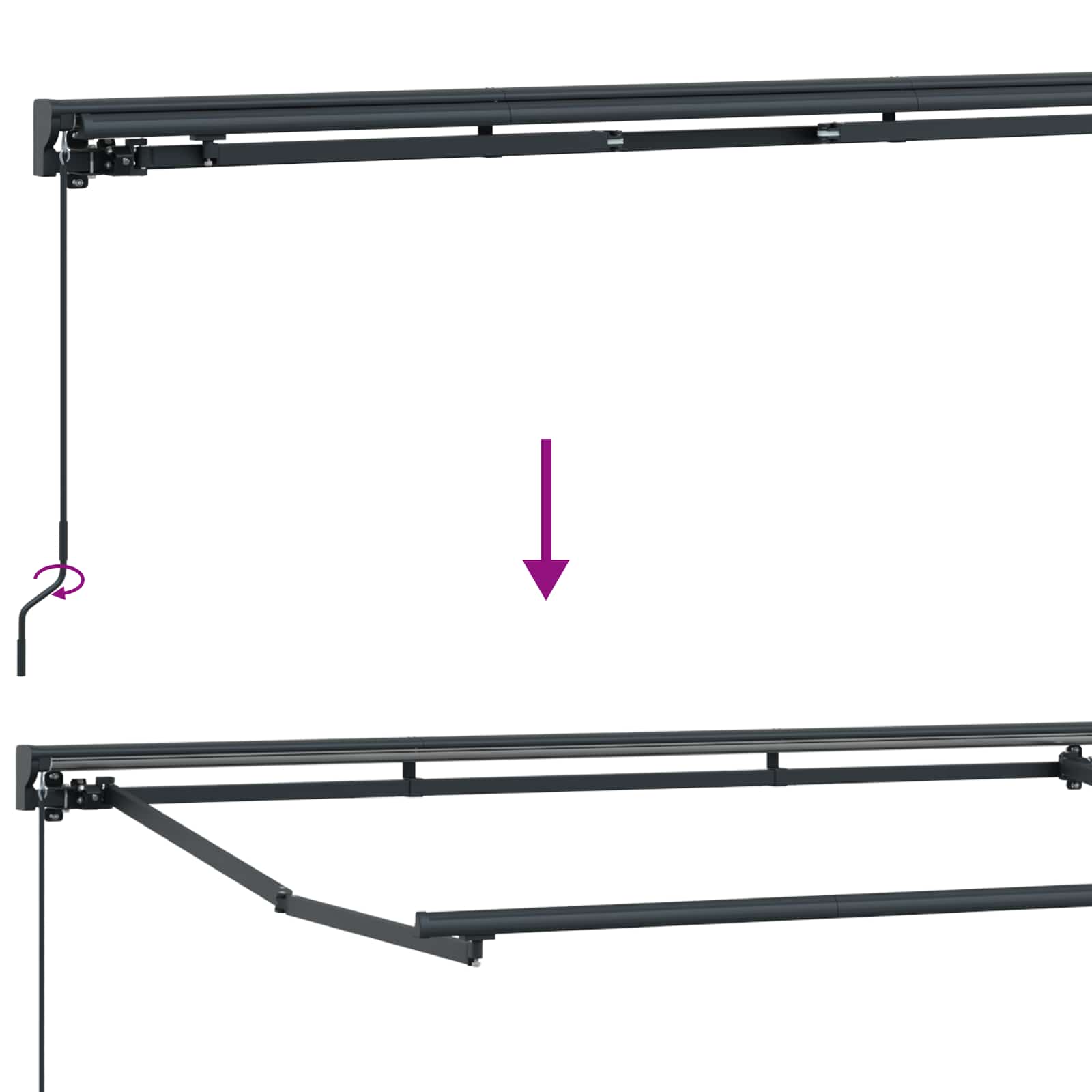 Ručni okvir tende s LED-ima Plava, Bijela, Antracit 2,5 x 2 m