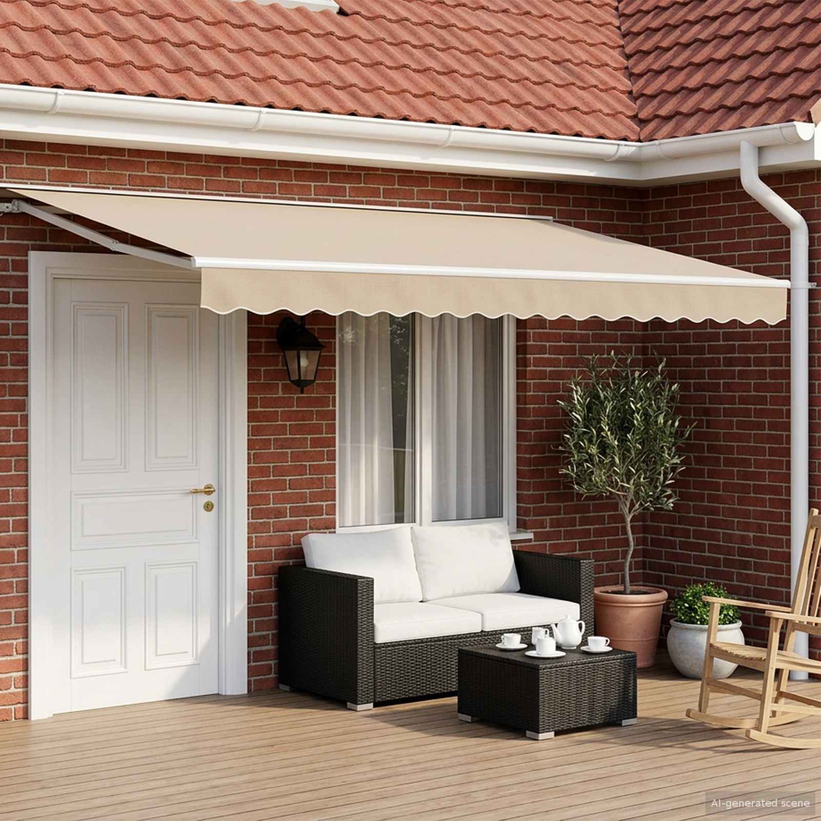 Električna retraktabilna tenda Bež i Bijela 4 × 3,5 m