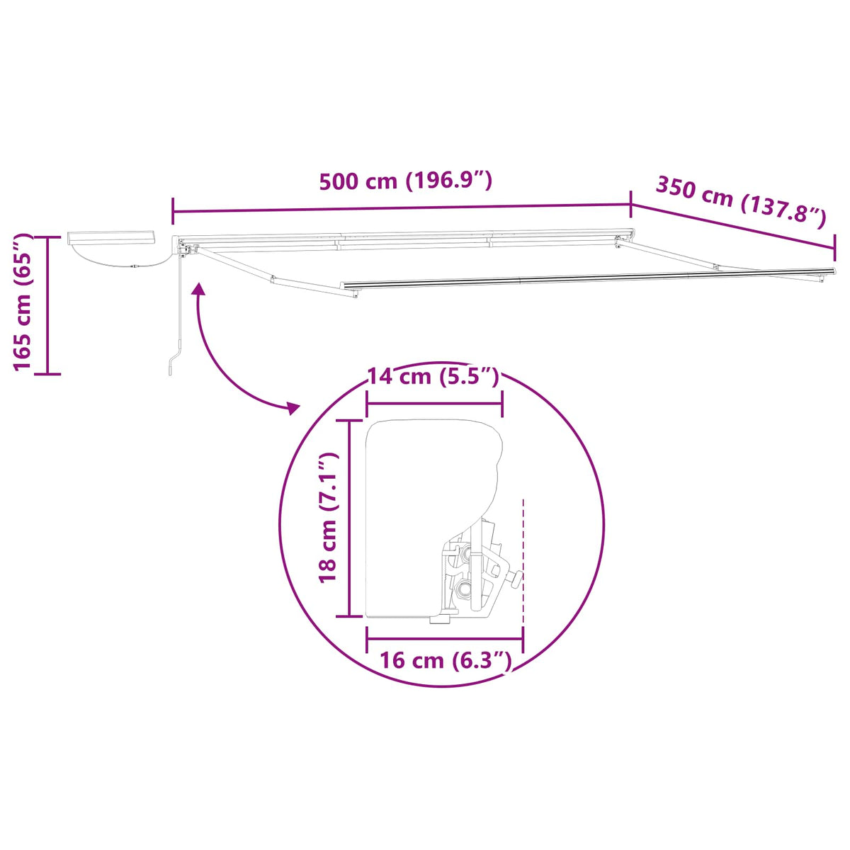 Električna retraktabilna tenda 5 × 3,5 m