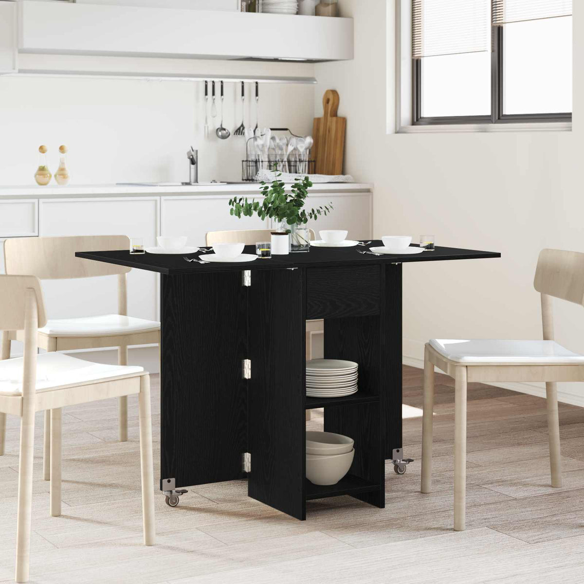 Blagovaonski stol 115 x 70 x 75 cm Konstruirano drvo Crni hrast