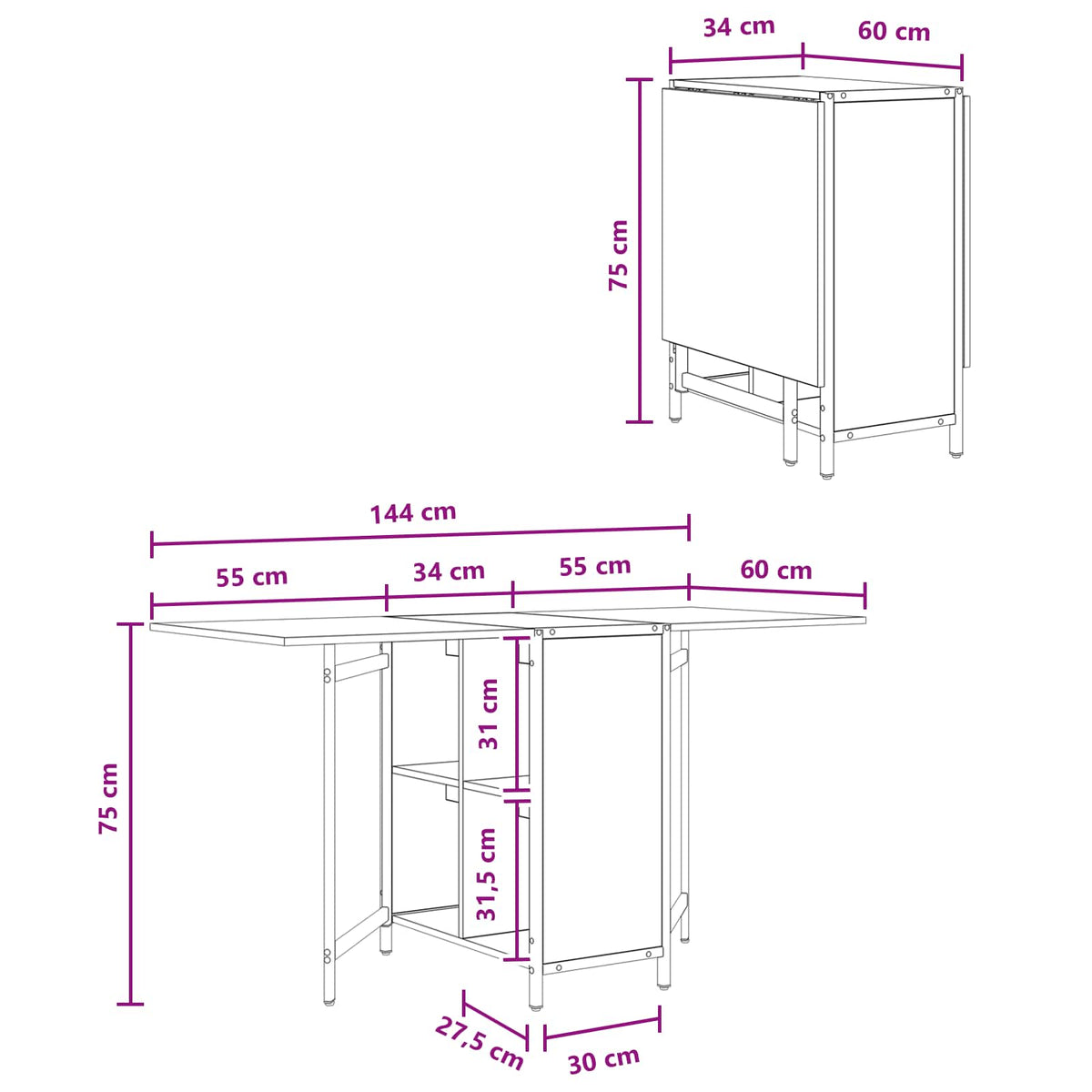 Blagovaonski stol 144 x 60 x 75 cm Konstruirano drvo