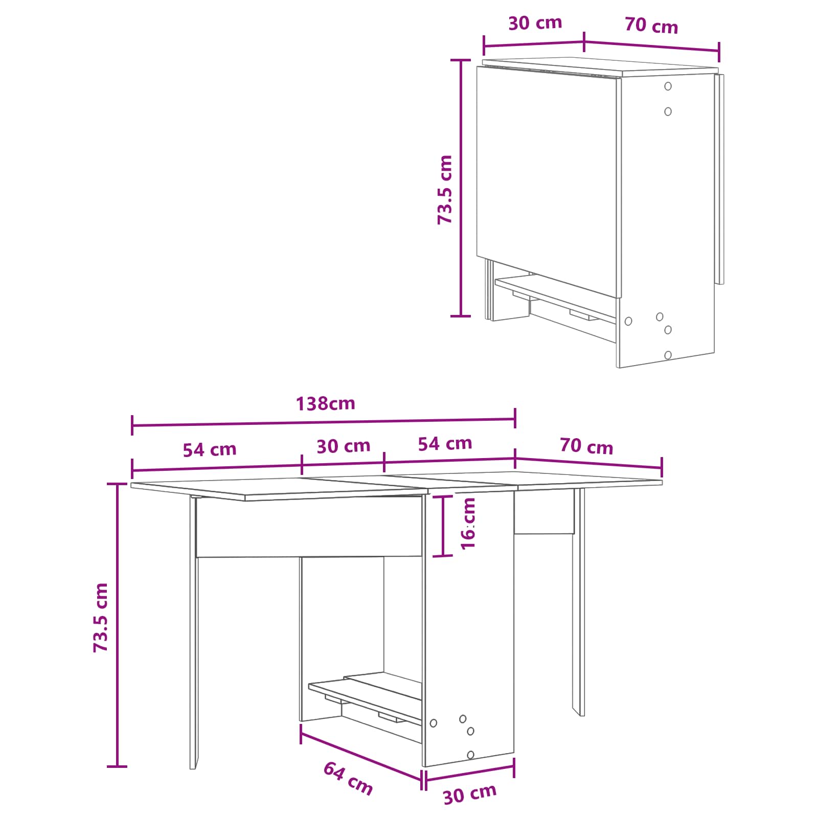 Blagovaonski stol 138 x 70 x 73,5 cm Konstruirano drvo Bijela