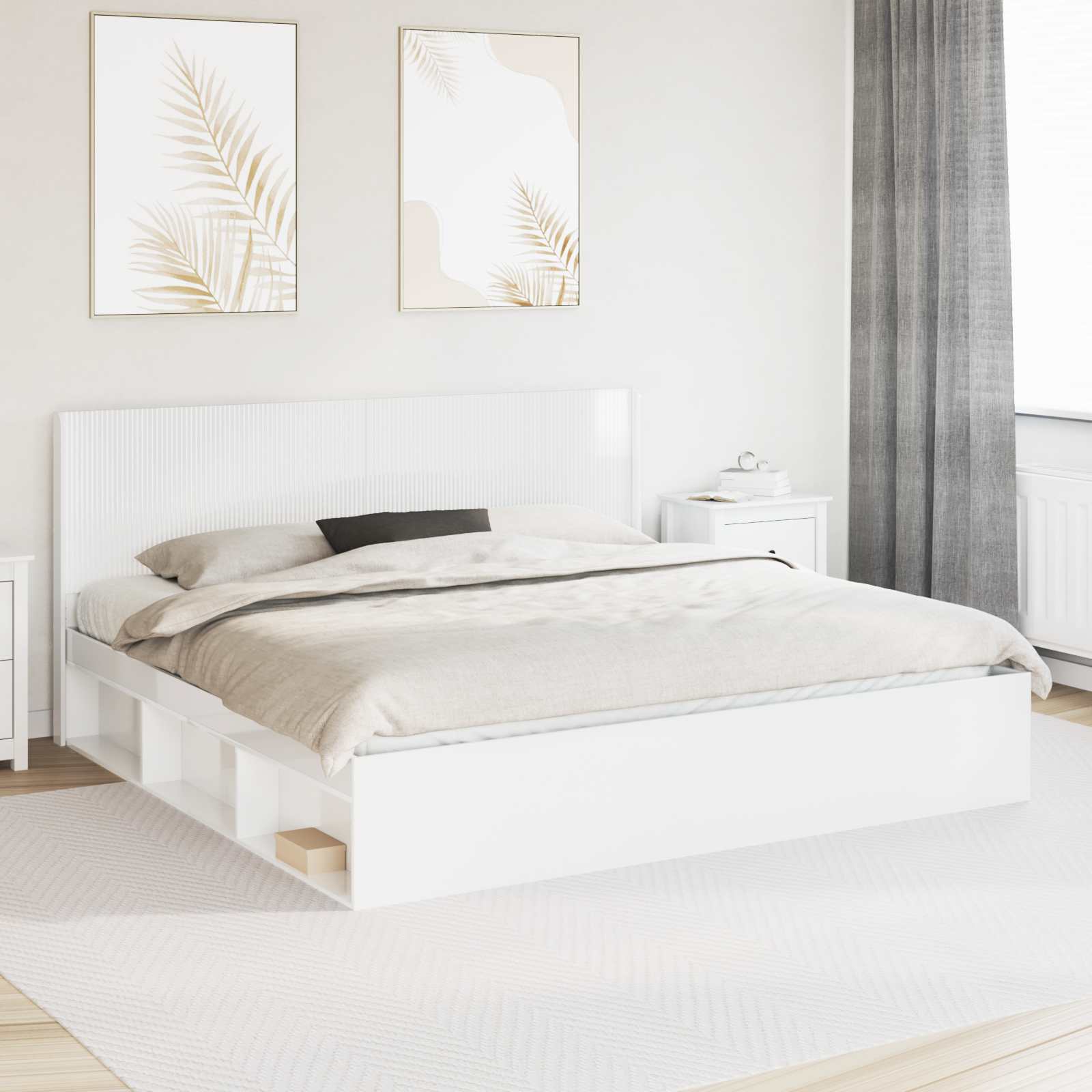 Uzglavlje Bijela visokog sjaja Konstruirano drvo