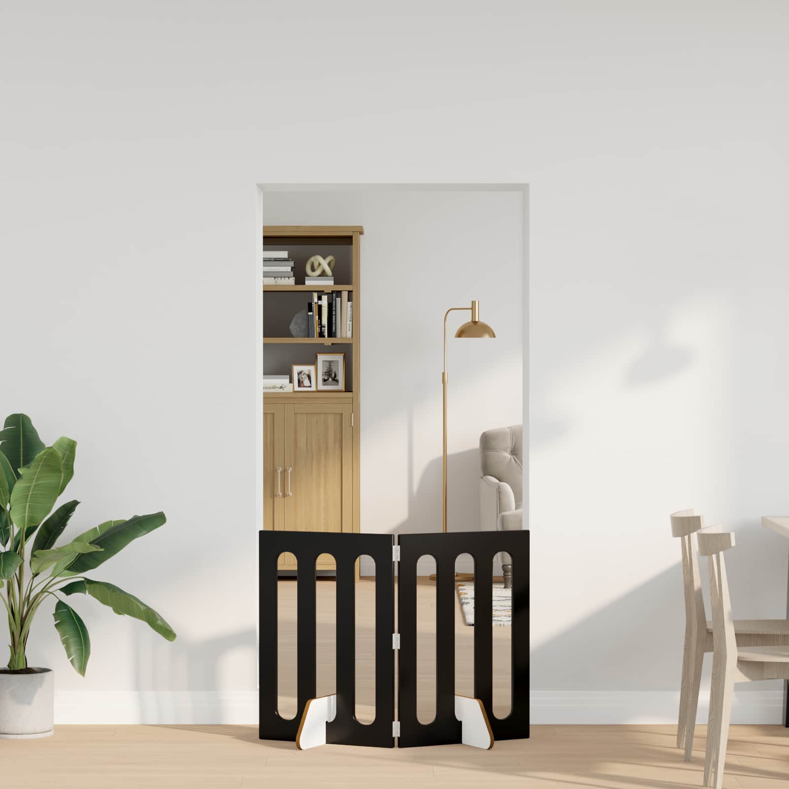 Preklopna ogradica za kućne ljubimce 2 pcs Crni Hrast
