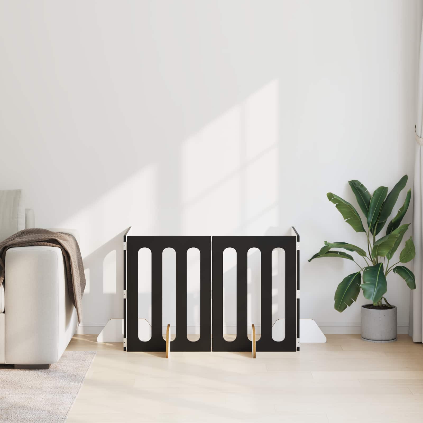 Preklopna ogradica za kućne ljubimce 4 pcs Crni Hrast