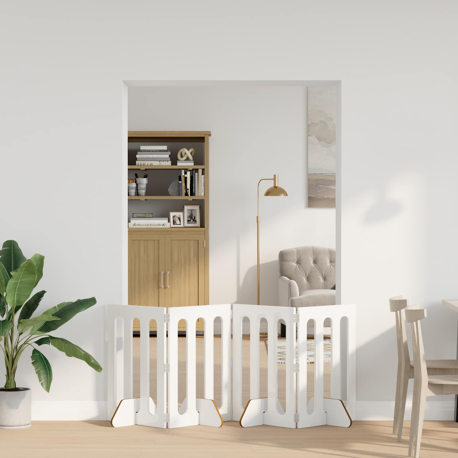 Preklopna ogradica za kućne ljubimce 4 pcs Visoki Sjaj Bijeli