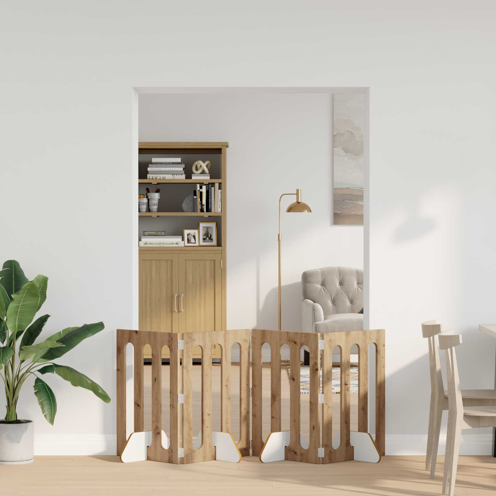 Preklopna ogradica za kućne ljubimce 4 pcs Zanatski Hrast
