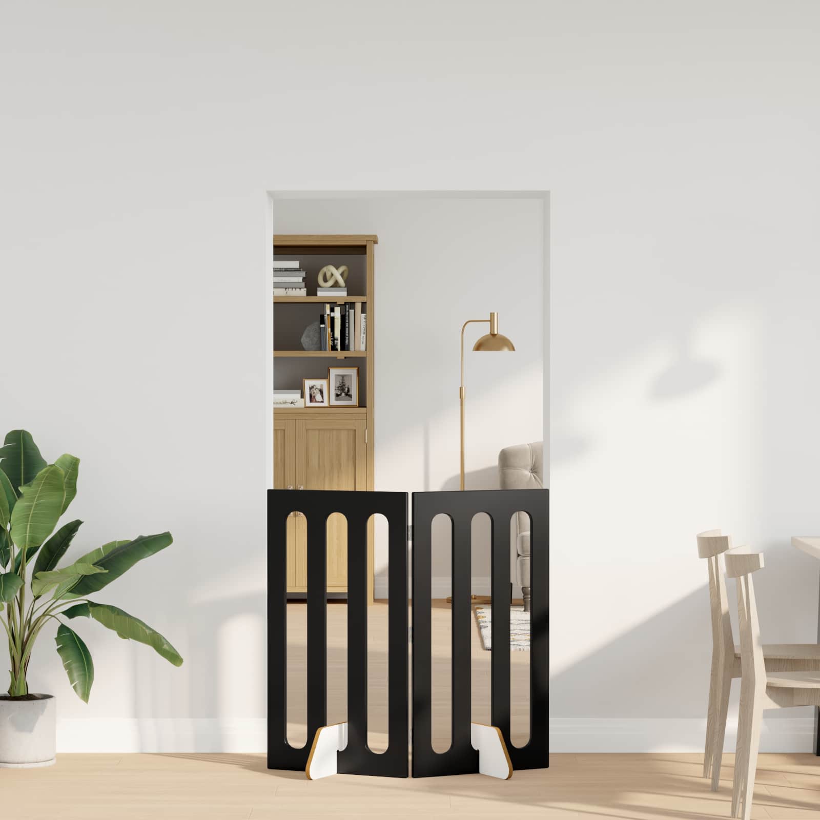 Preklopna ogradica za kućne ljubimce 2 pcs Crni Hrast