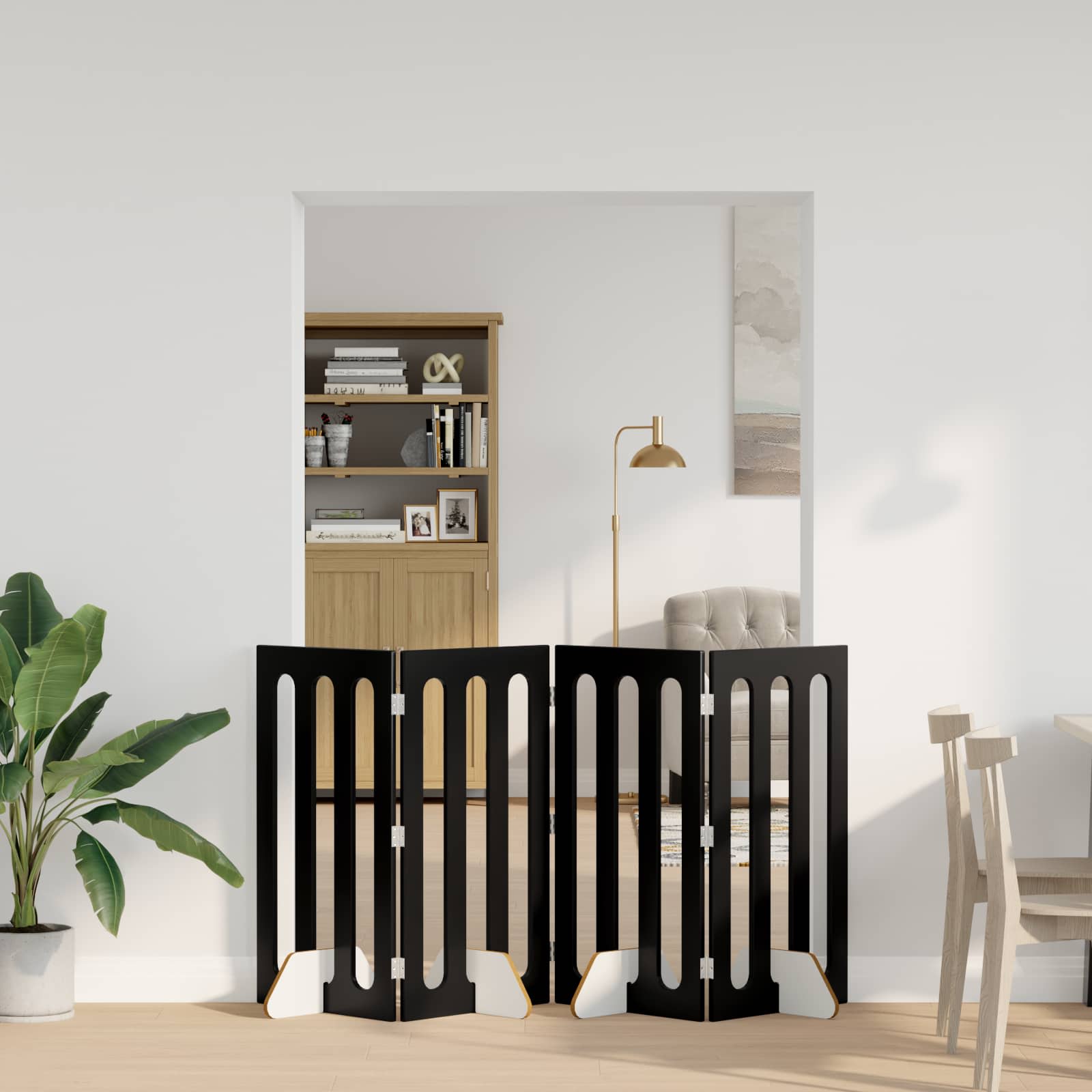 Preklopna ogradica za kućne ljubimce 4 pcs Crni Hrast