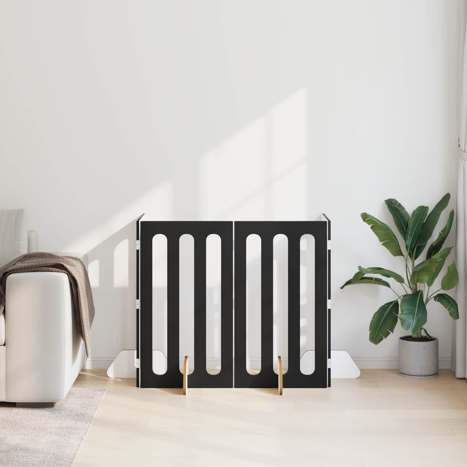 Preklopna ogradica za kućne ljubimce 4 pcs Crni Hrast