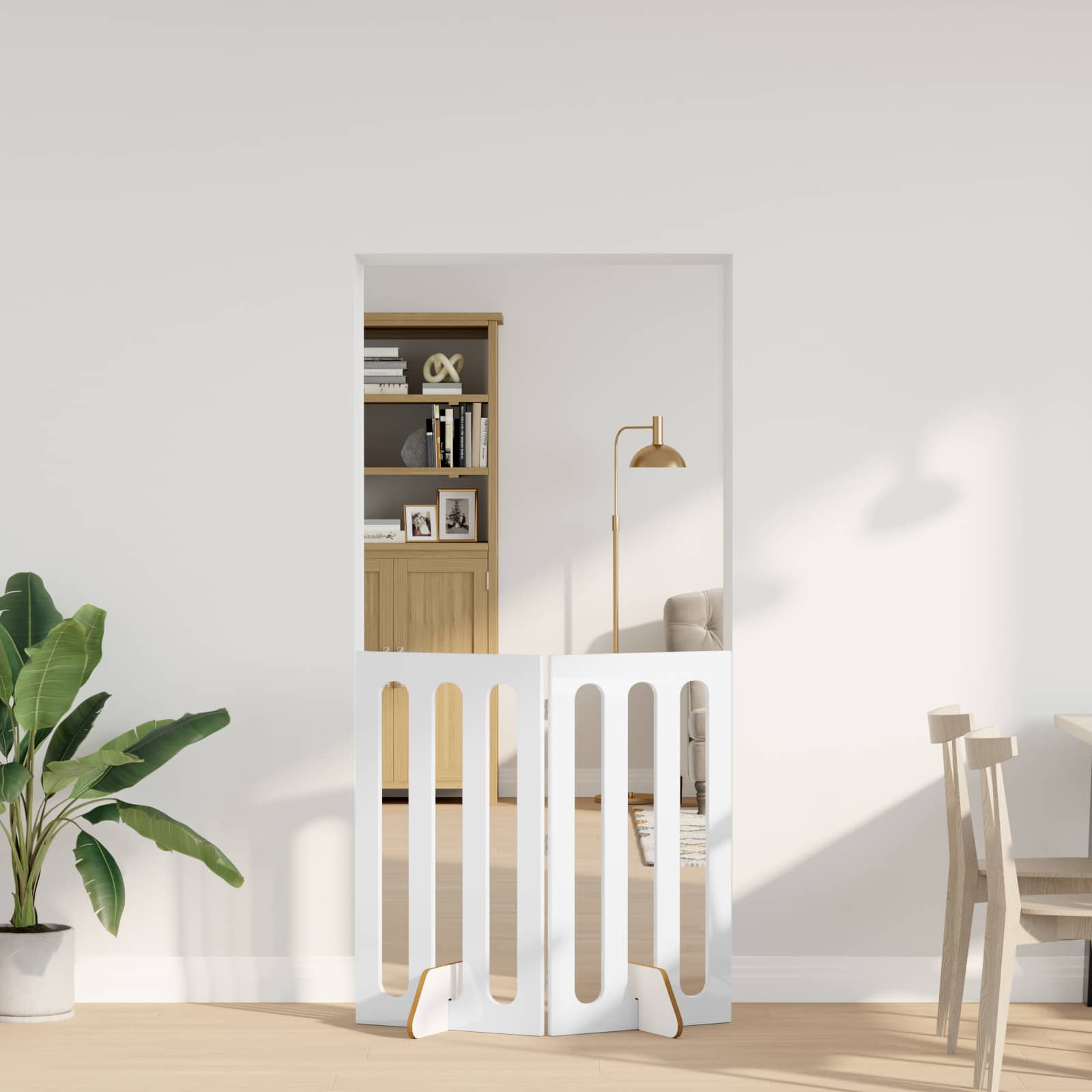 Preklopna ogradica za kućne ljubimce 2 pcs Visoki Sjaj Bijeli