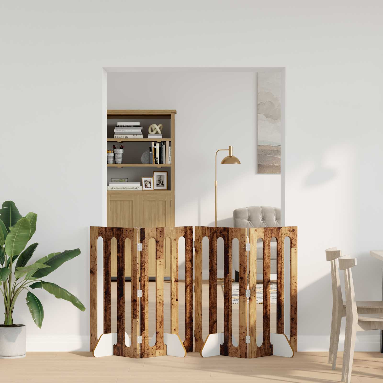 Preklopna ogradica za kućne ljubimce 4 pcs Drvo hrasta
