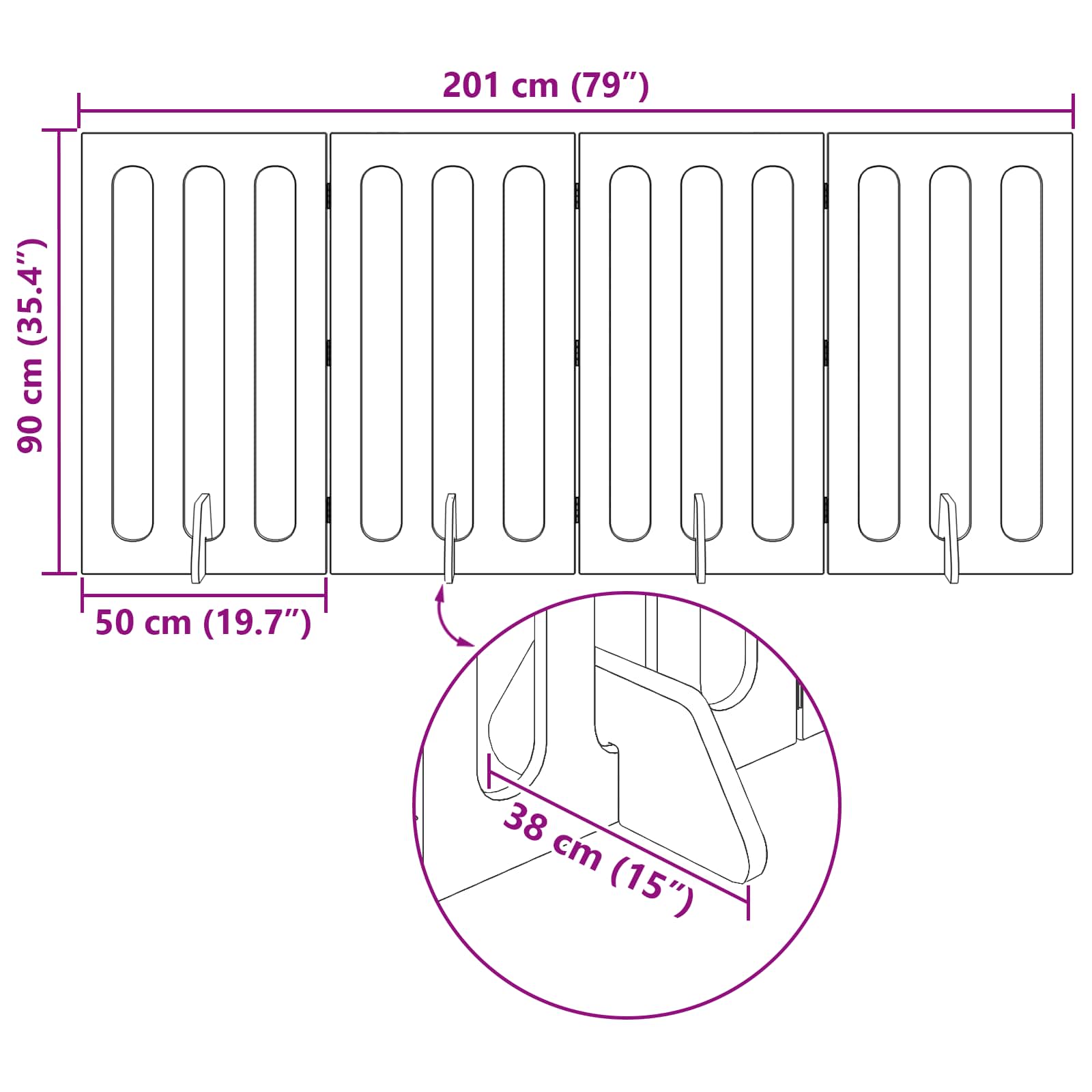 Preklopna ogradica za kućne ljubimce 4 pcs Zanatski Hrast