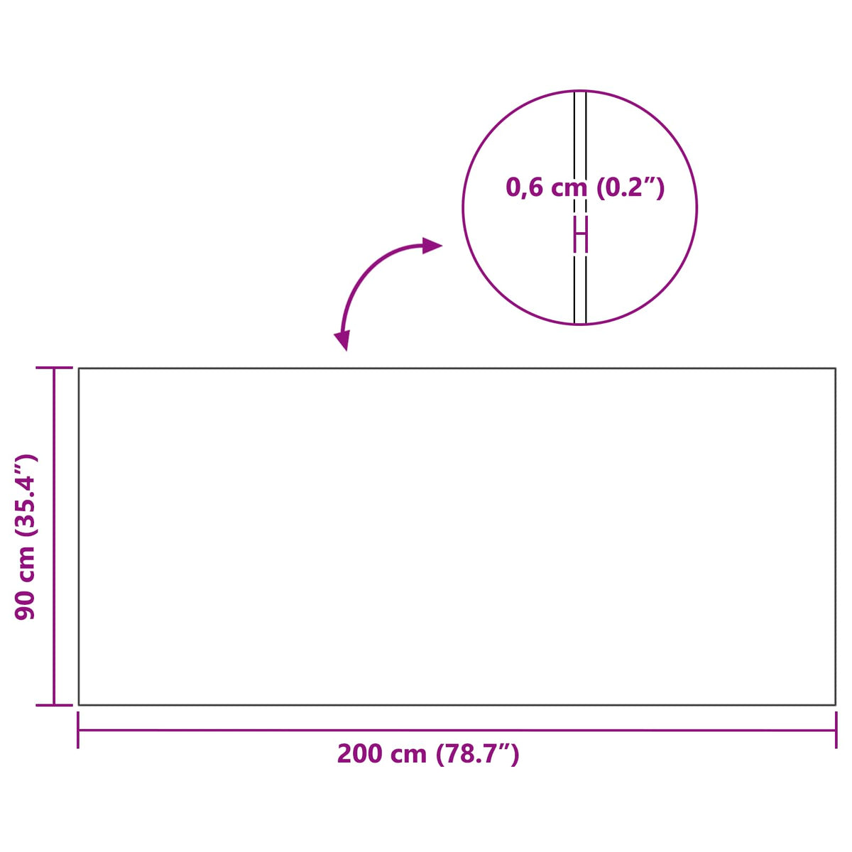 Sportska zaštita Mat Crna 200 x 90 x 0,6 cm PVC visoke gustoće