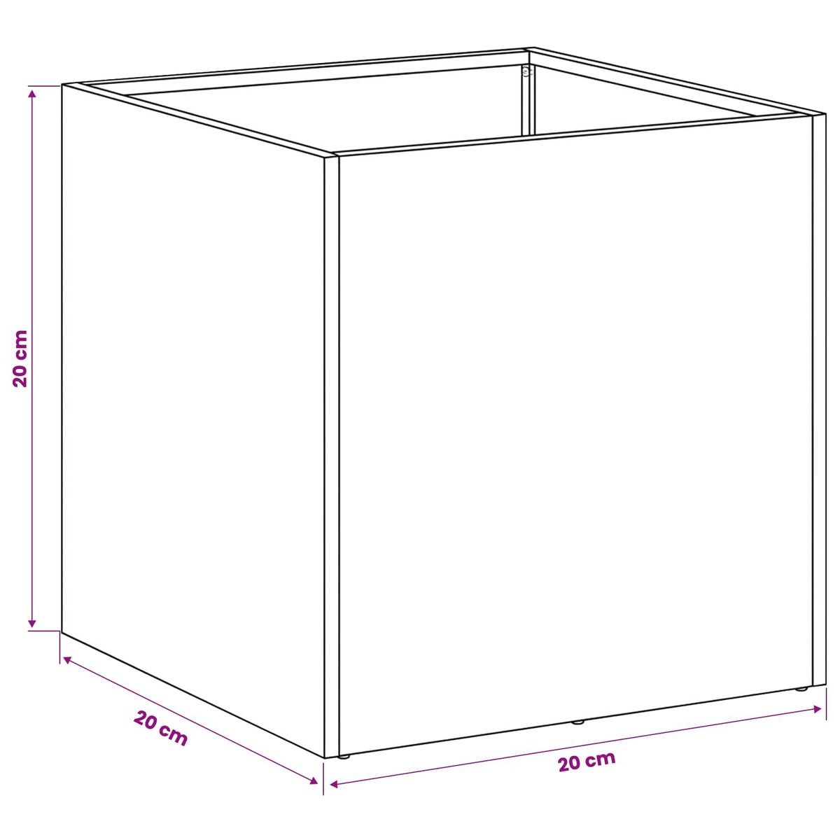 Vrtna saksija Antracit 20 x 20 x 20 cm Čelična vrata