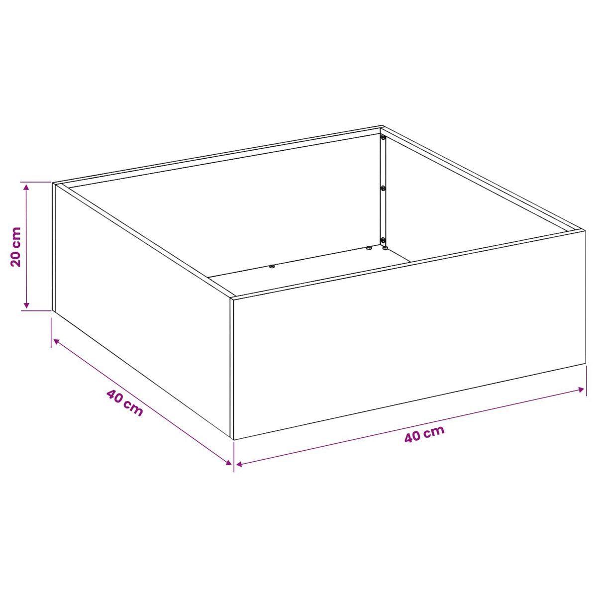 Vrtna saksija Crna 40 x 40 x 20 cm Čelična vrata